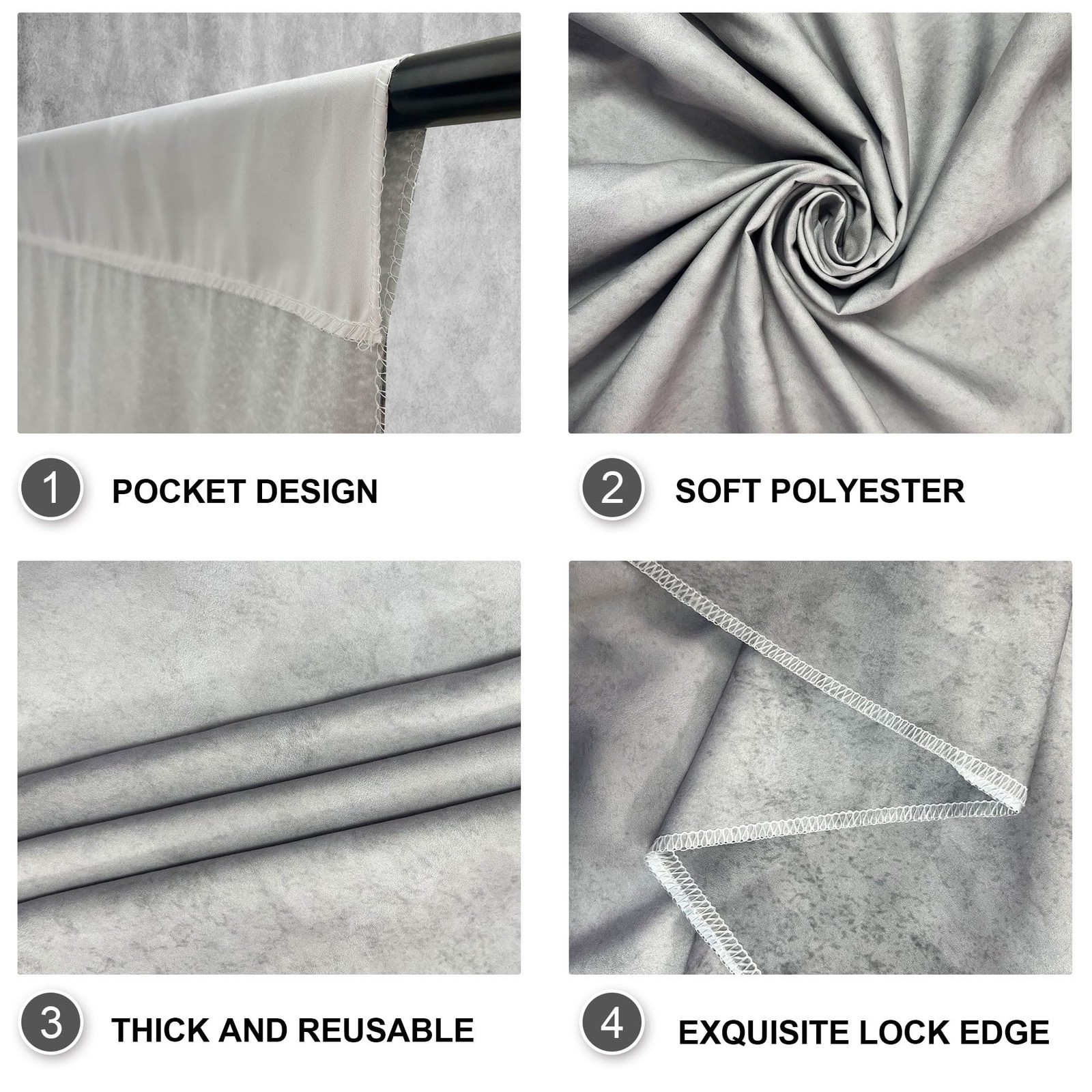 8X10FT Abstract Light Grey Portrait Photography Backdrop With Pocket