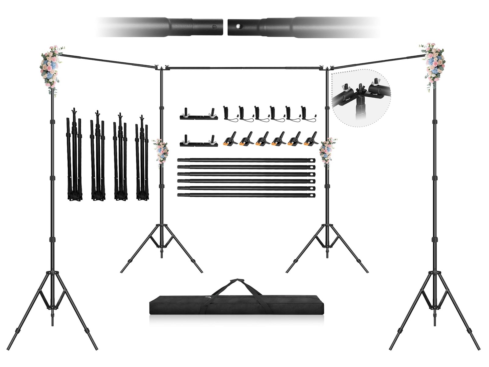 Jiang&Rong 8.5 x 30ft (H x W) Adjustable Photo Backdrop x 30 ft, Black