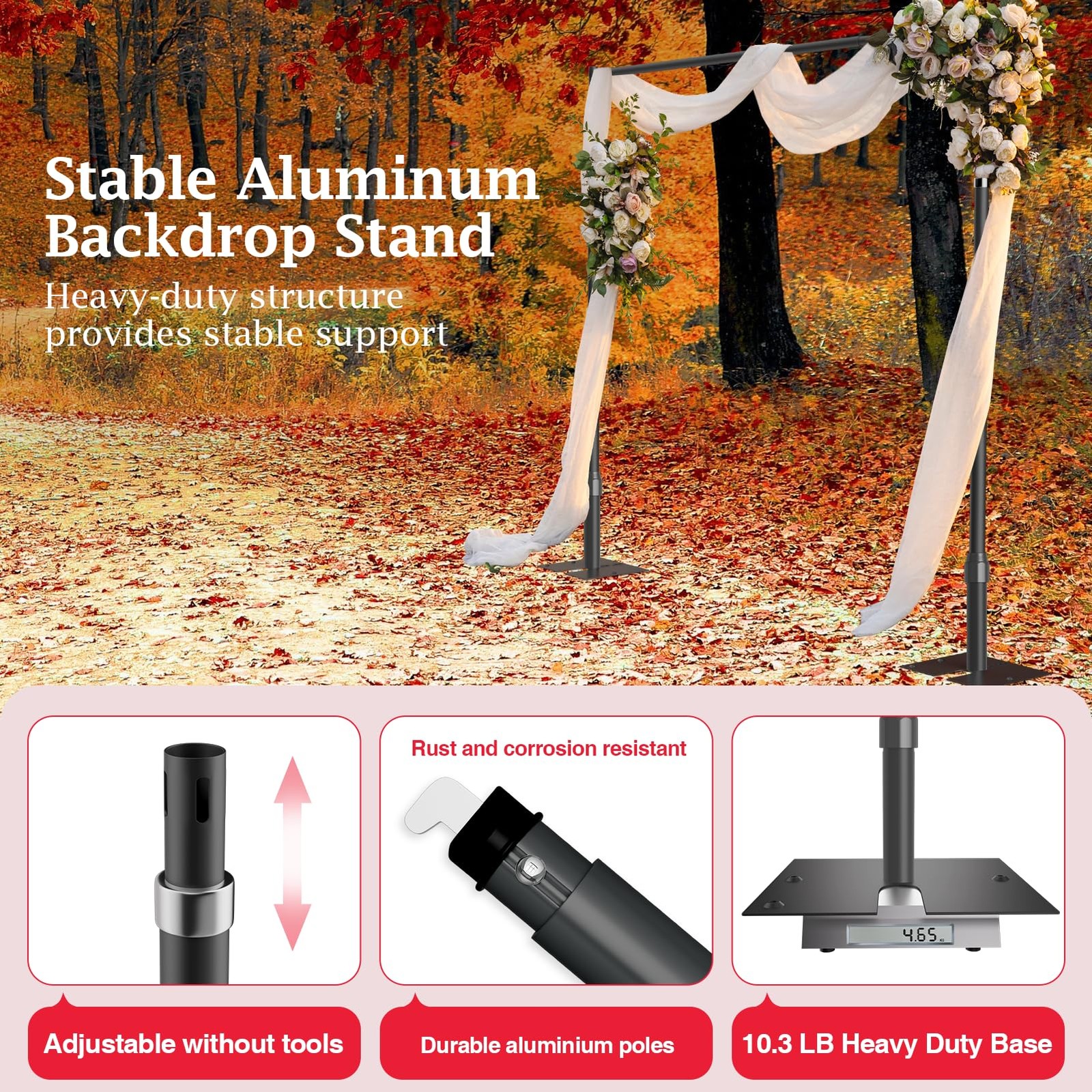 EMART Pipe and Drape Backdrop Stand Kit, 8.9ftx10ft Heavy 8.9X10FT, Black