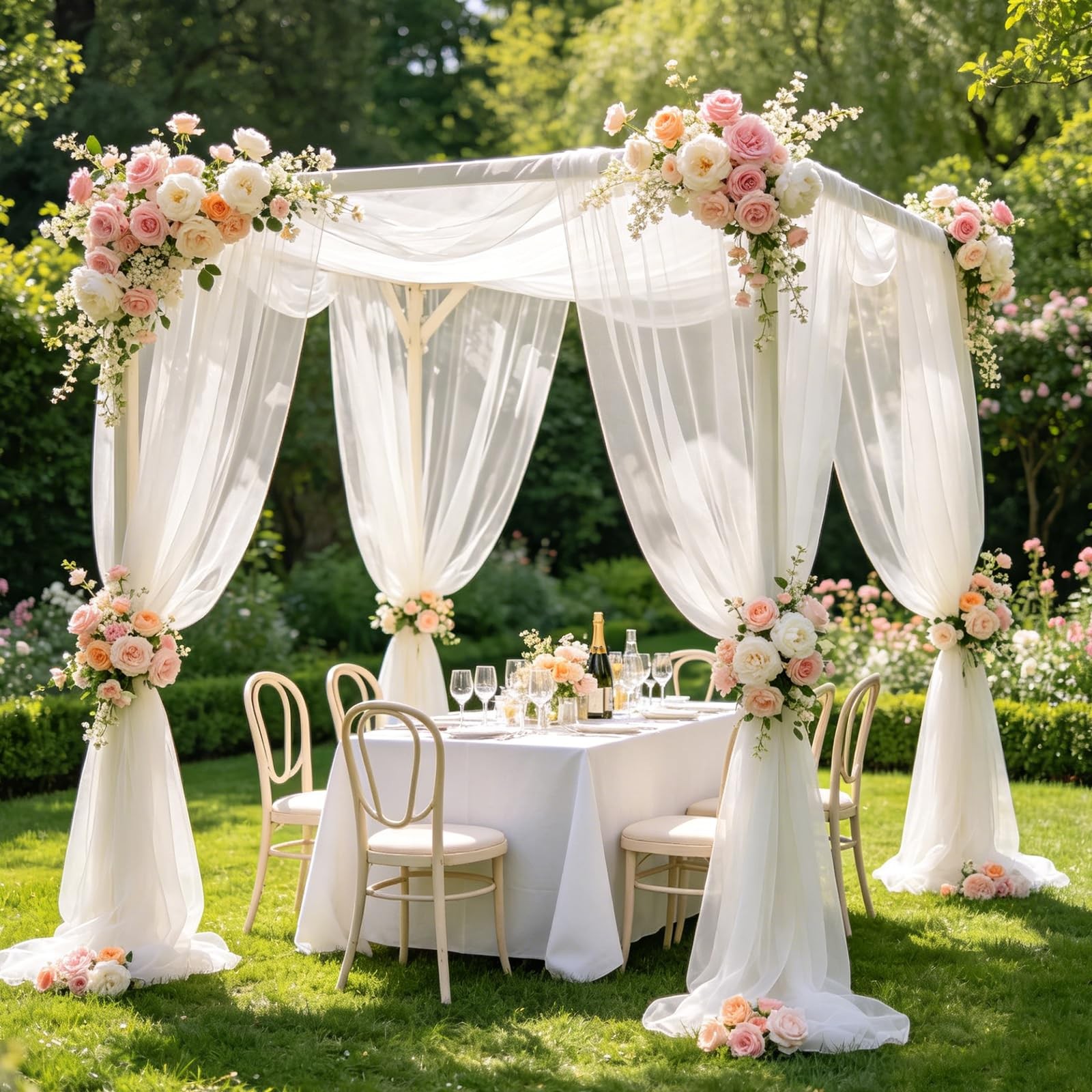 White Wedding Arch Draping Fabric Backdrop 29.5″ X 20FT Sheer 1 Panel,