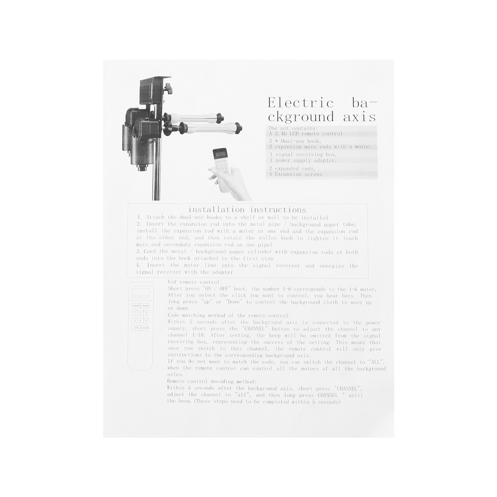 3 Roller Motorized Electric Background Support System Wall Ceiling Mount with RC