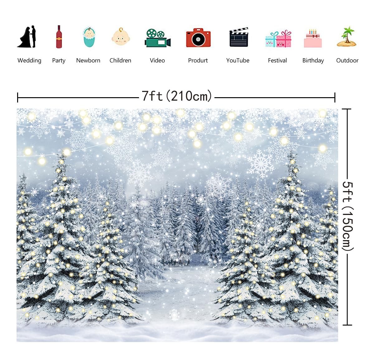 Winter Forest Photography Backdrop Glitter Snowy Pine Tree Scene Background C…