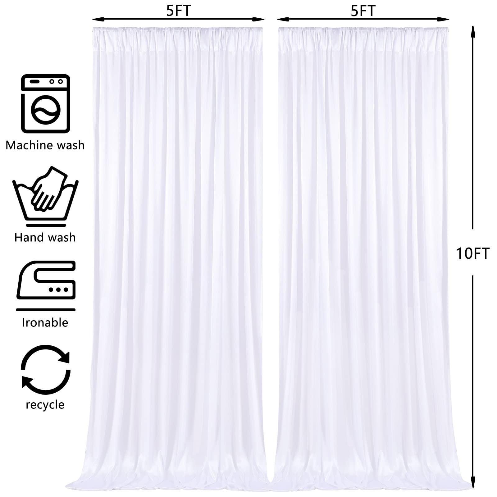 10x10FT White Backdrop Curtain for Parties Wedding White Photo Backdrop Curta…
