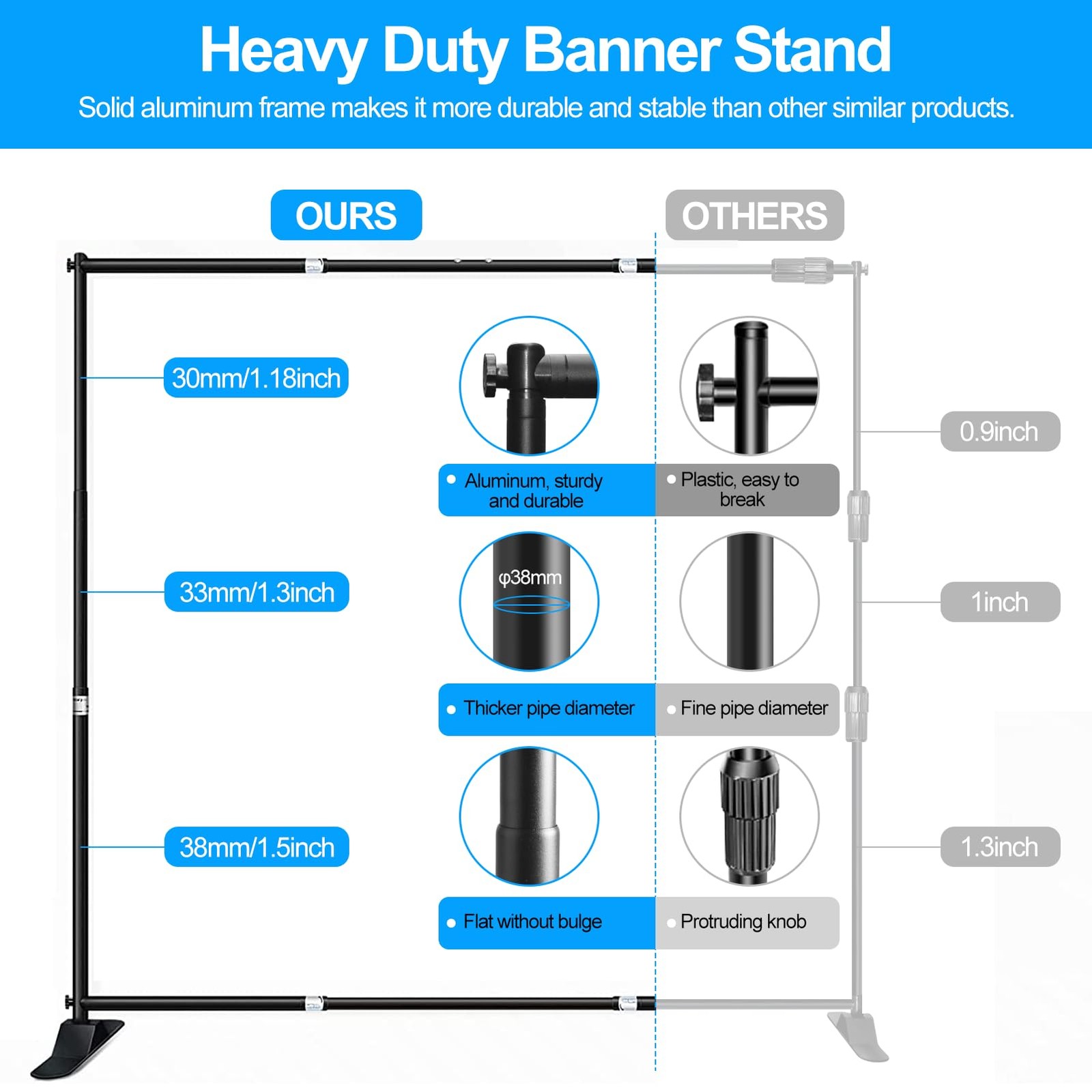 8×8 ft Backdrop Banner Stand, Heavy Duty Adjustable Background Stand Kit with…