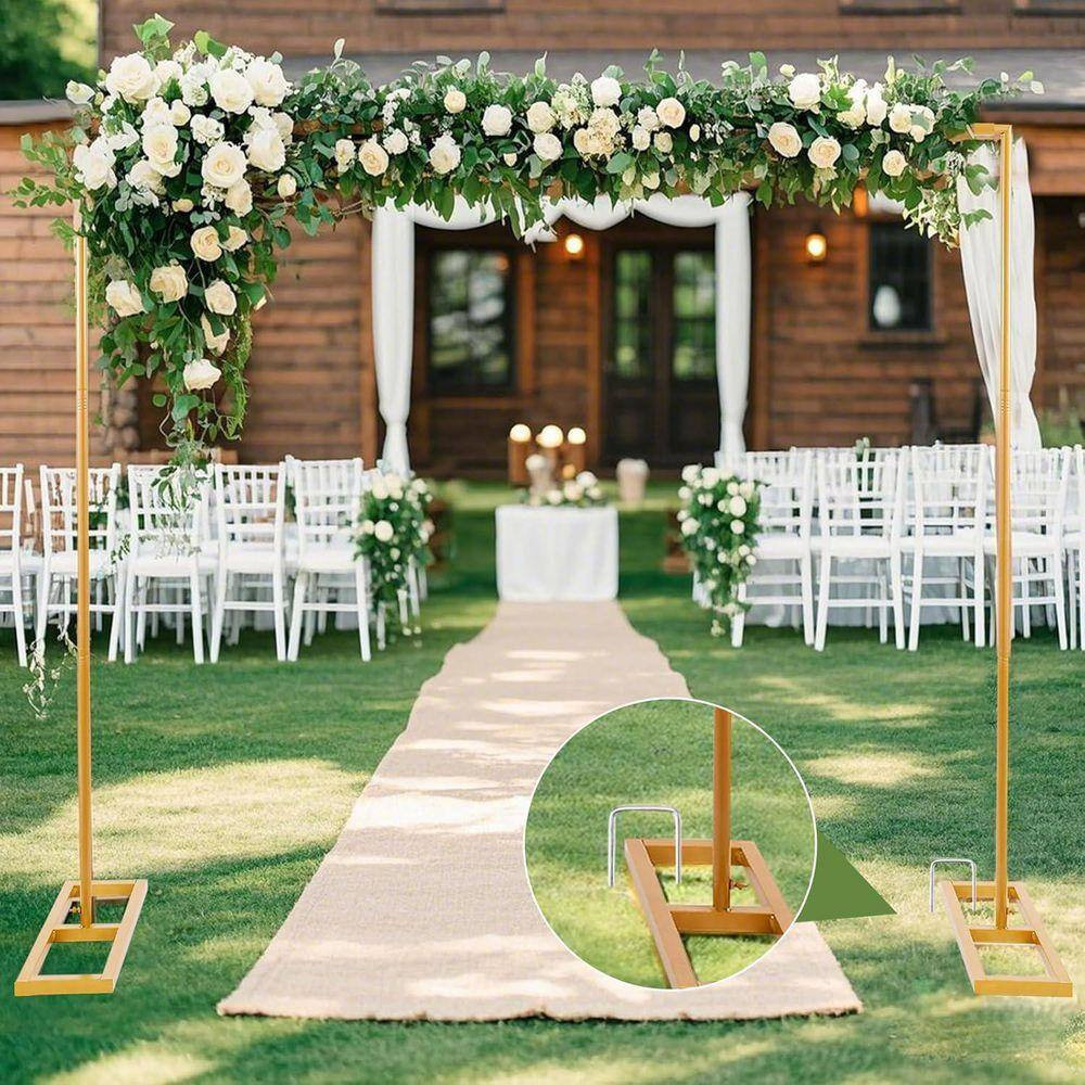 Adjustable Metal Backdrop Stand 8.2 Ft. Heavy Duty Wedding Arch Frame with Clamp