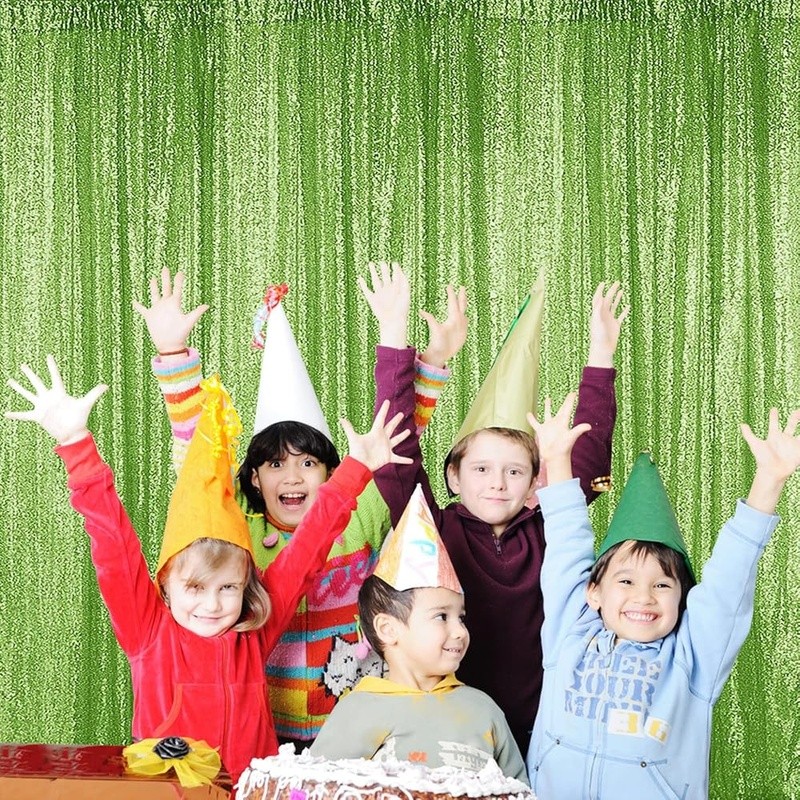 Backdrop Curtain Shiny Green Photo Booth Party Decoration Livingroom Home New