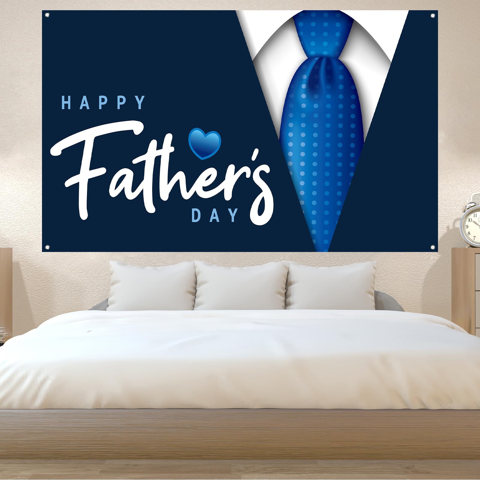 Happy Father’s Day Backdrop First Fathers Day Flag Banner Blue Necktie Super Dad