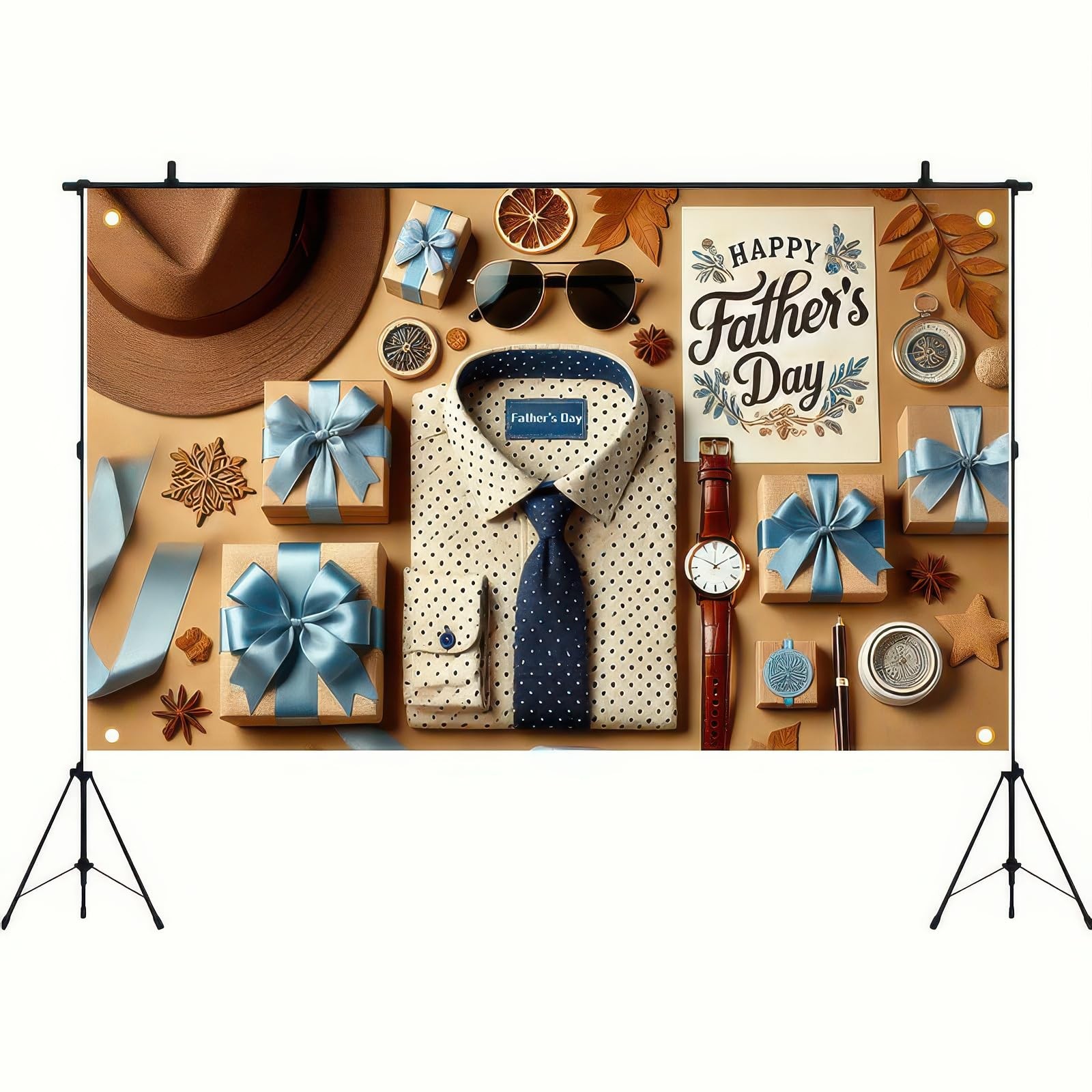Fathers Day Suit Tie Backdrop Banner 71 x 43 Inch I Iove Dad Decoration Banner H