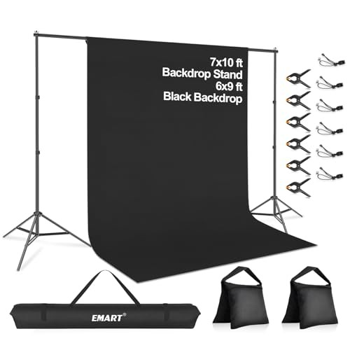 7 x 10 ft Adjustable Photo 7*10ft Backdrop Stand Black(6*9ft Backdrop)