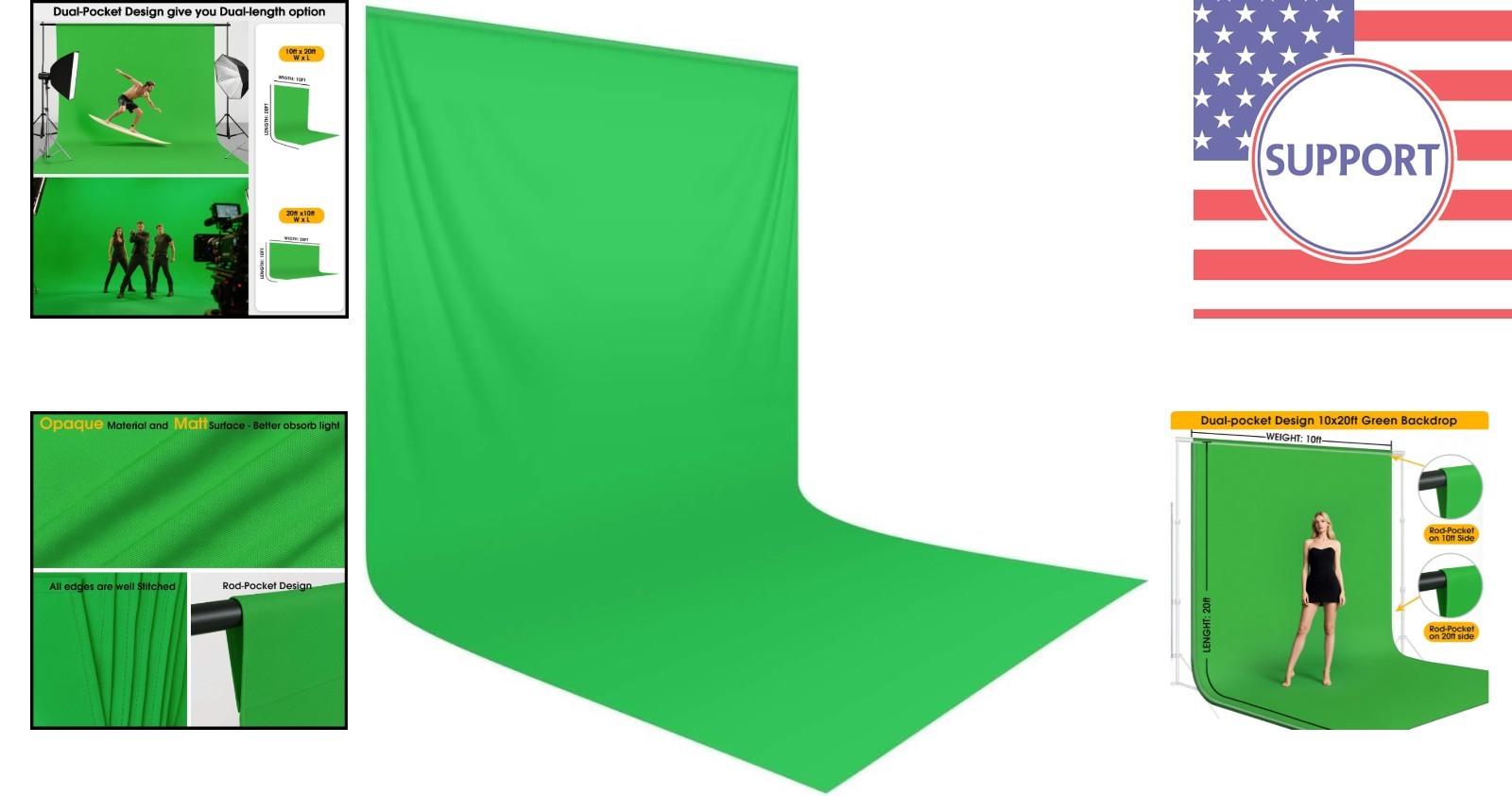 10x20ft Dual-Size Green Screen Backdrop – Ideal for Photoshoots & Streaming