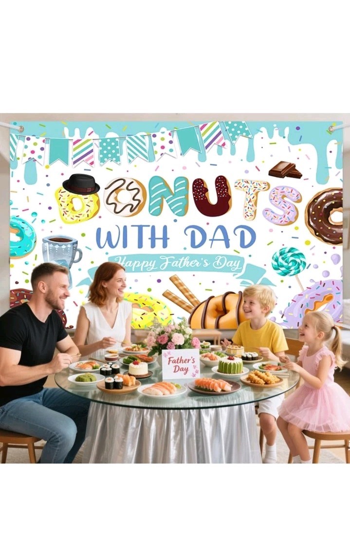 7x5ft Happy Father’s Day Photography Backdrop Donuts with Dad Sprinkle Box I