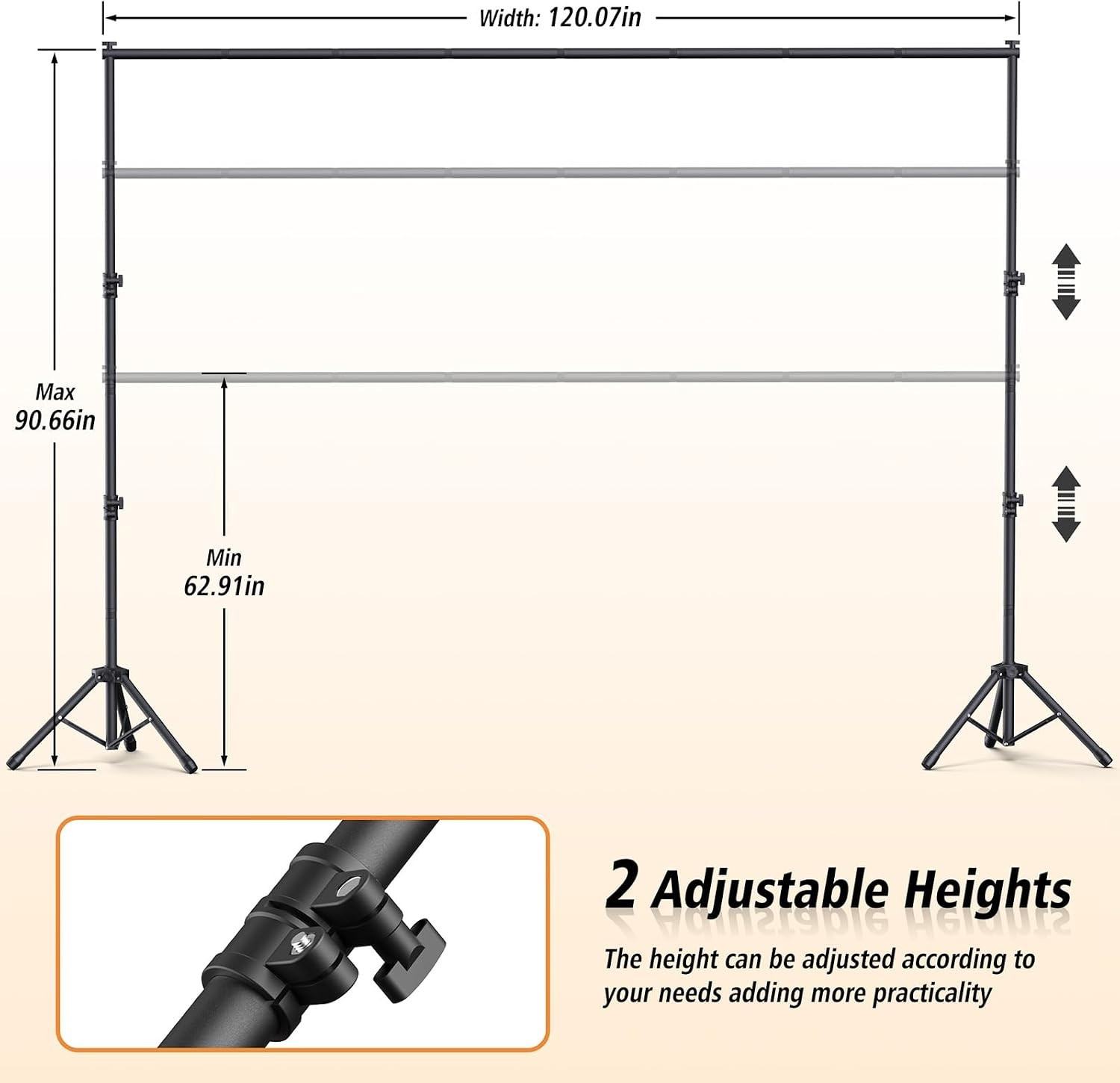 Backdrop Stand 10×7.5ft(WxH Heavy Duty Adjustable Photo Back Drop Stand kit