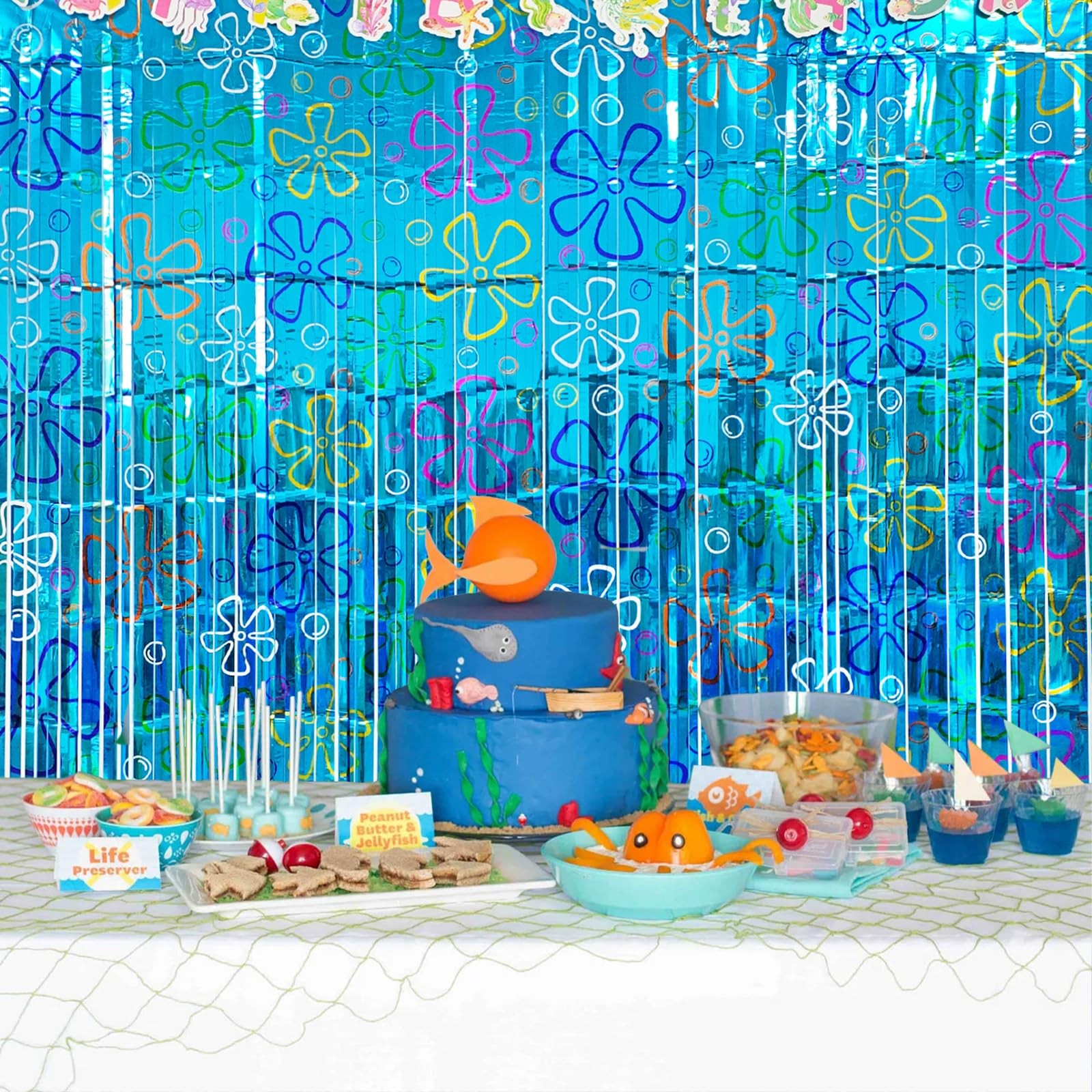 2 Pack Ocean Theme Birthday Door Curtain Decorations, Under the Sea Party Sup…