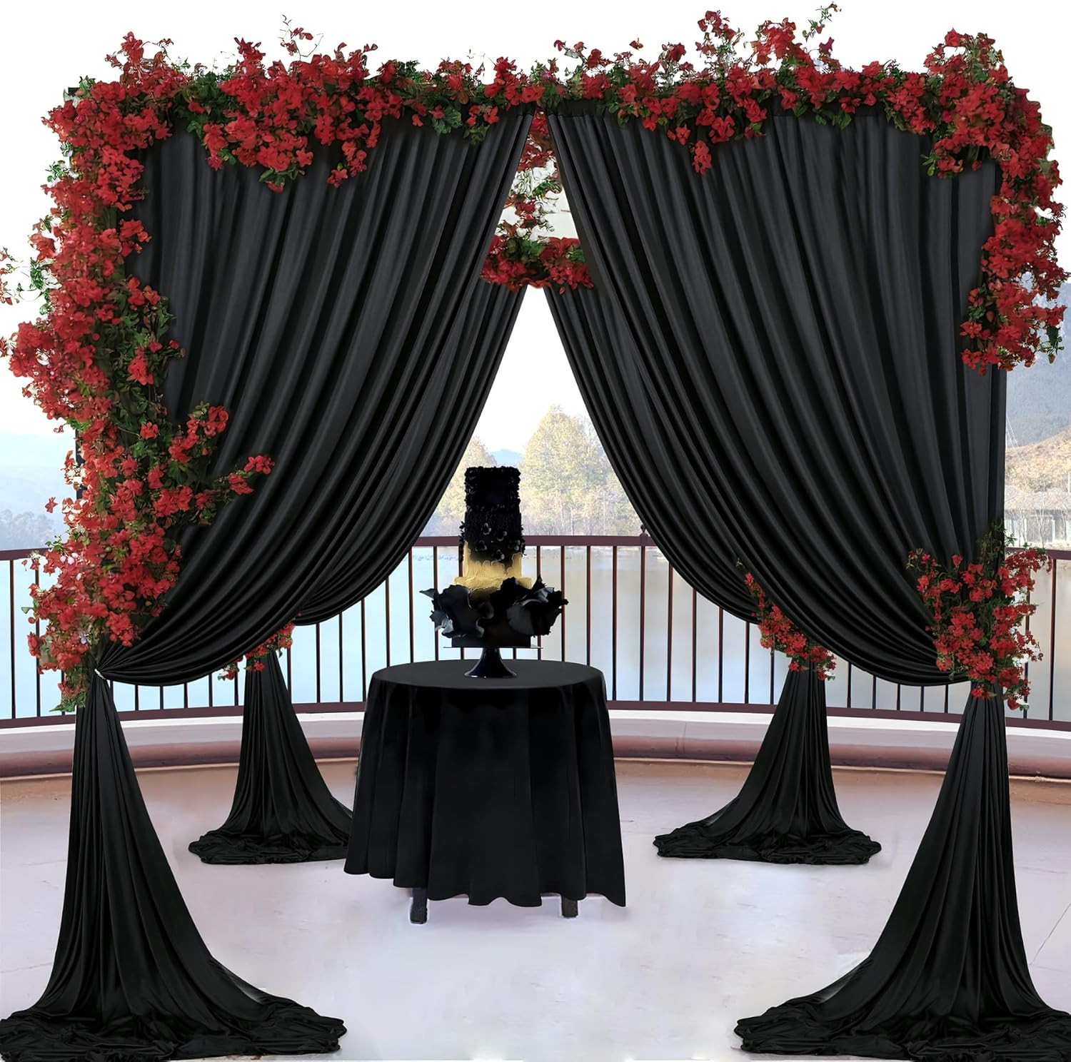 40ft x 10ft Black Backdrop Curtain for Parties, Weddings, Photography – 8 Panels