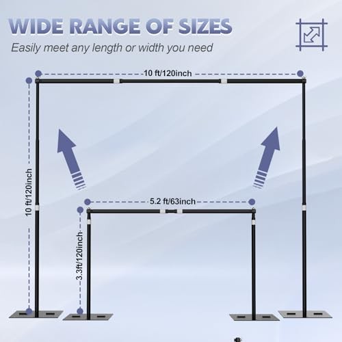 Heavy Duty Backdrop Stand Adjustable Photo Background Support 10x10ft Black