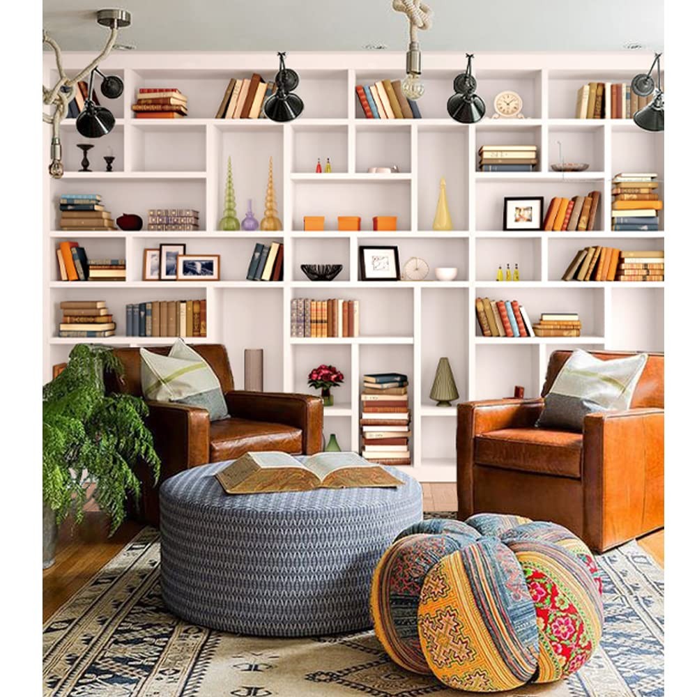 White Bookshelf Backdrop 7x5FT Bookcase Background For Office Home Photo