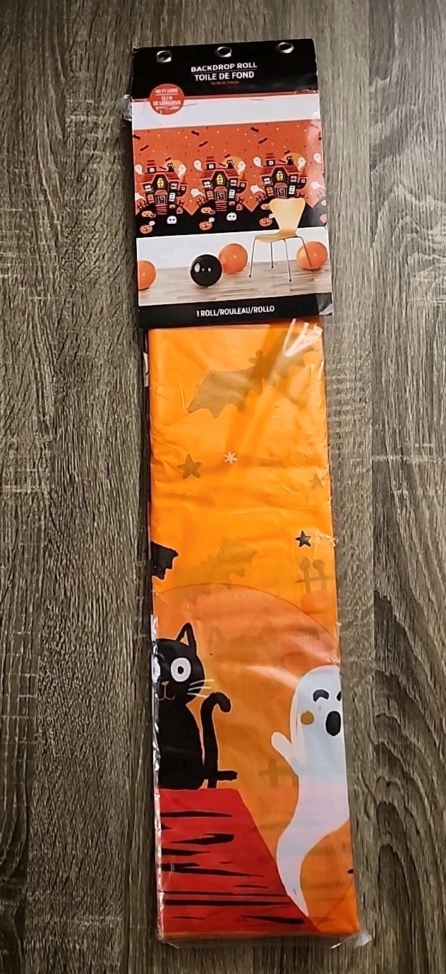 New-Halloween Backdrop Orange Moon Night Graveyard Halloween Banner Spooky House