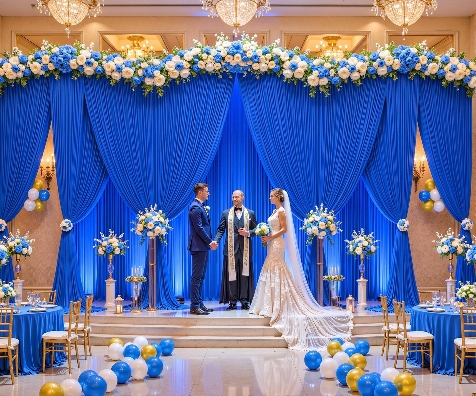 10 Panels Wrinkle Free Royal Blue 50FTx10FT (W5’xH10′, 10 Panels),