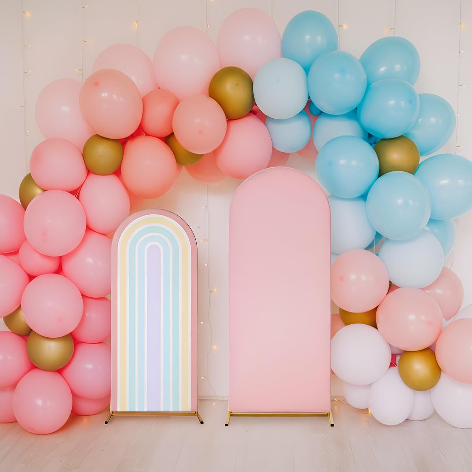 7.2 Ft + 6 Ft Rainbow Arch Backdrop Stand Covers Pastel Background Arched Stretc