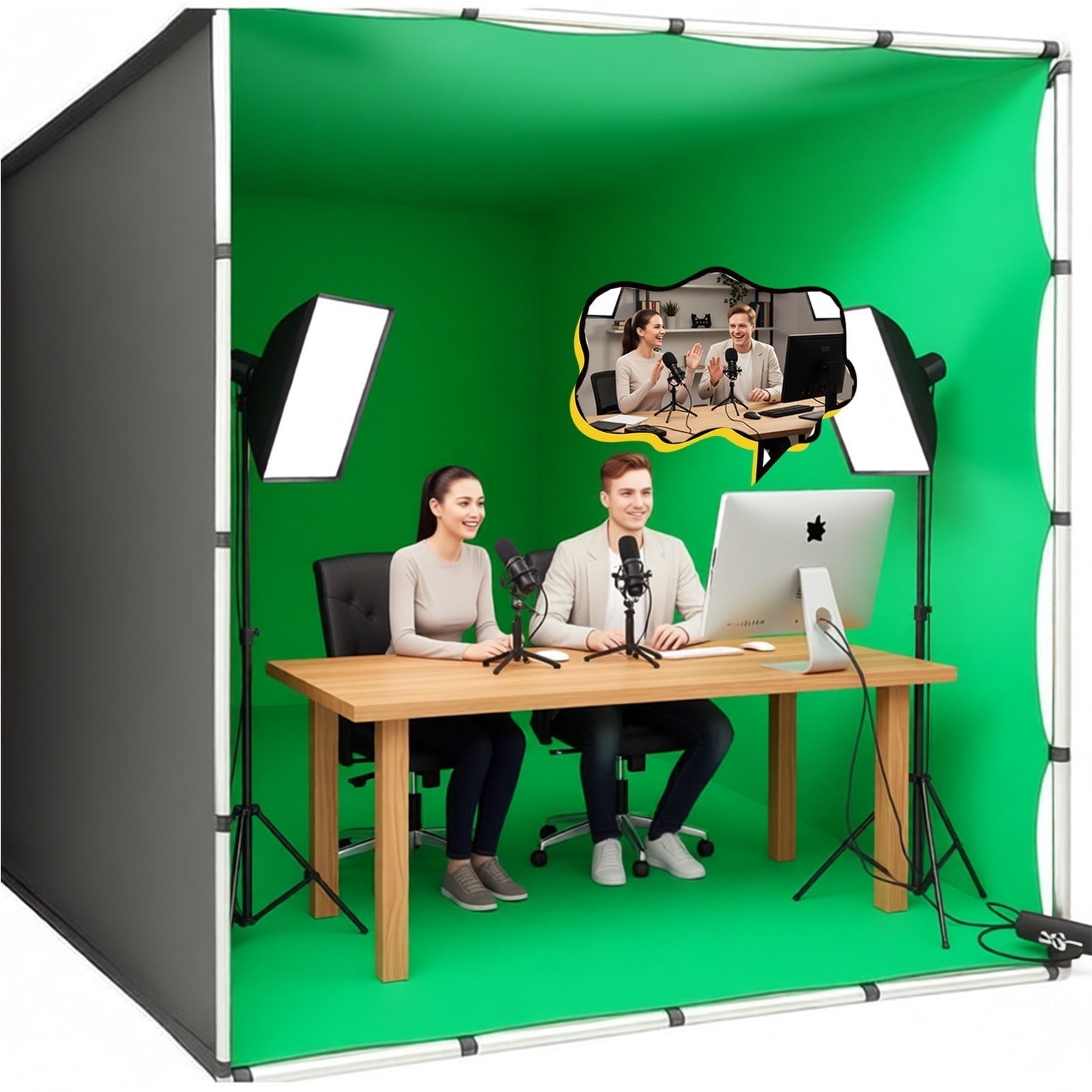7.9ft x 7.9ft Green Screen Backdrop with Stand for Photo Studio Video Shooting