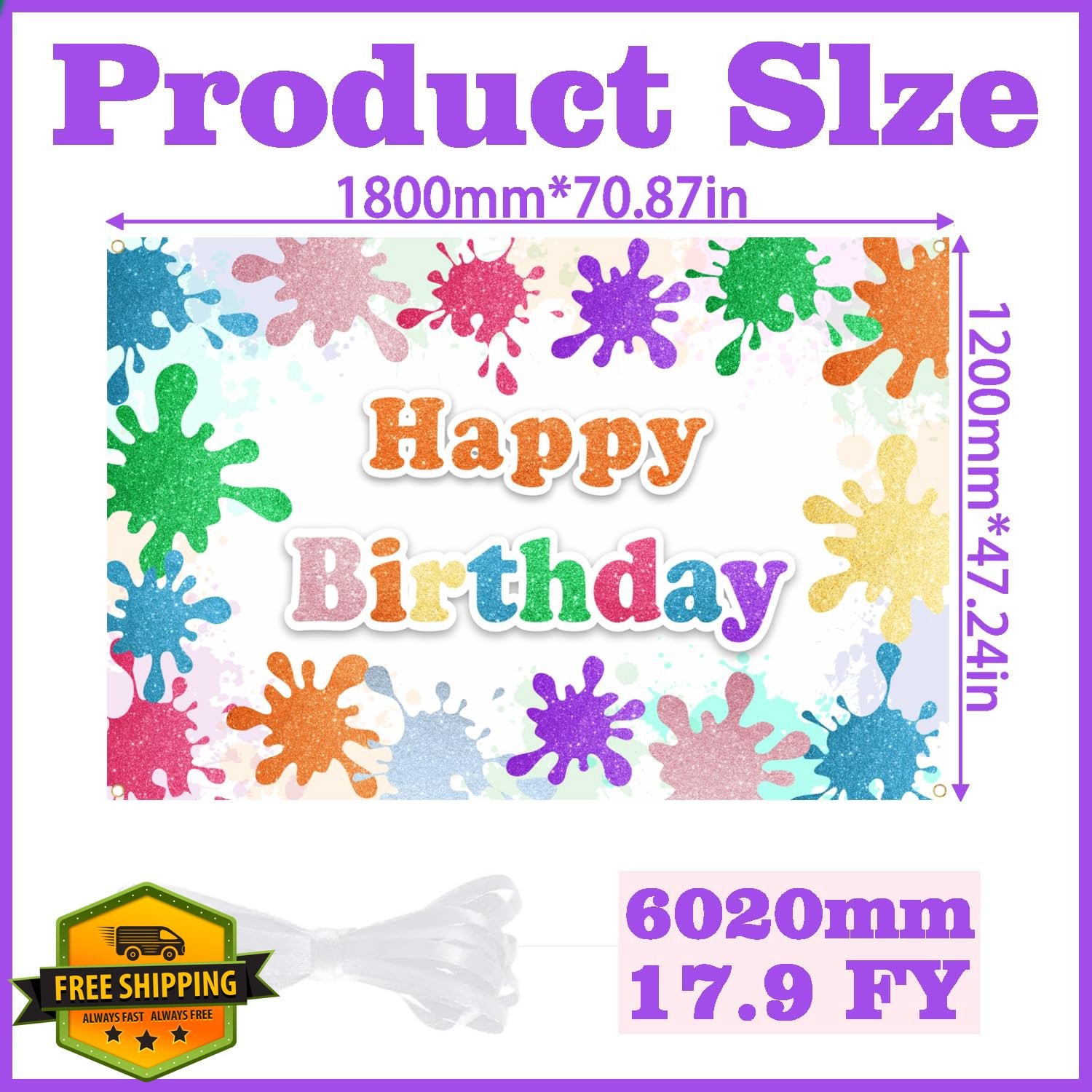 BECKTEN Art Paint Splash Birthday Backdrop H