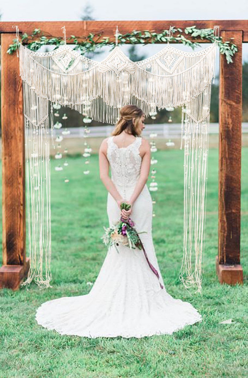 kiido Large Macrame Wedding Backdrop for Arbor/Arch Bohemian Wall Hanging Decor