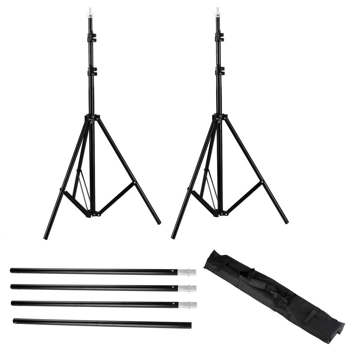 Photo Studio Photography Kit 4x Light Bulb Lighting 3 Color Backdrop Stand Set