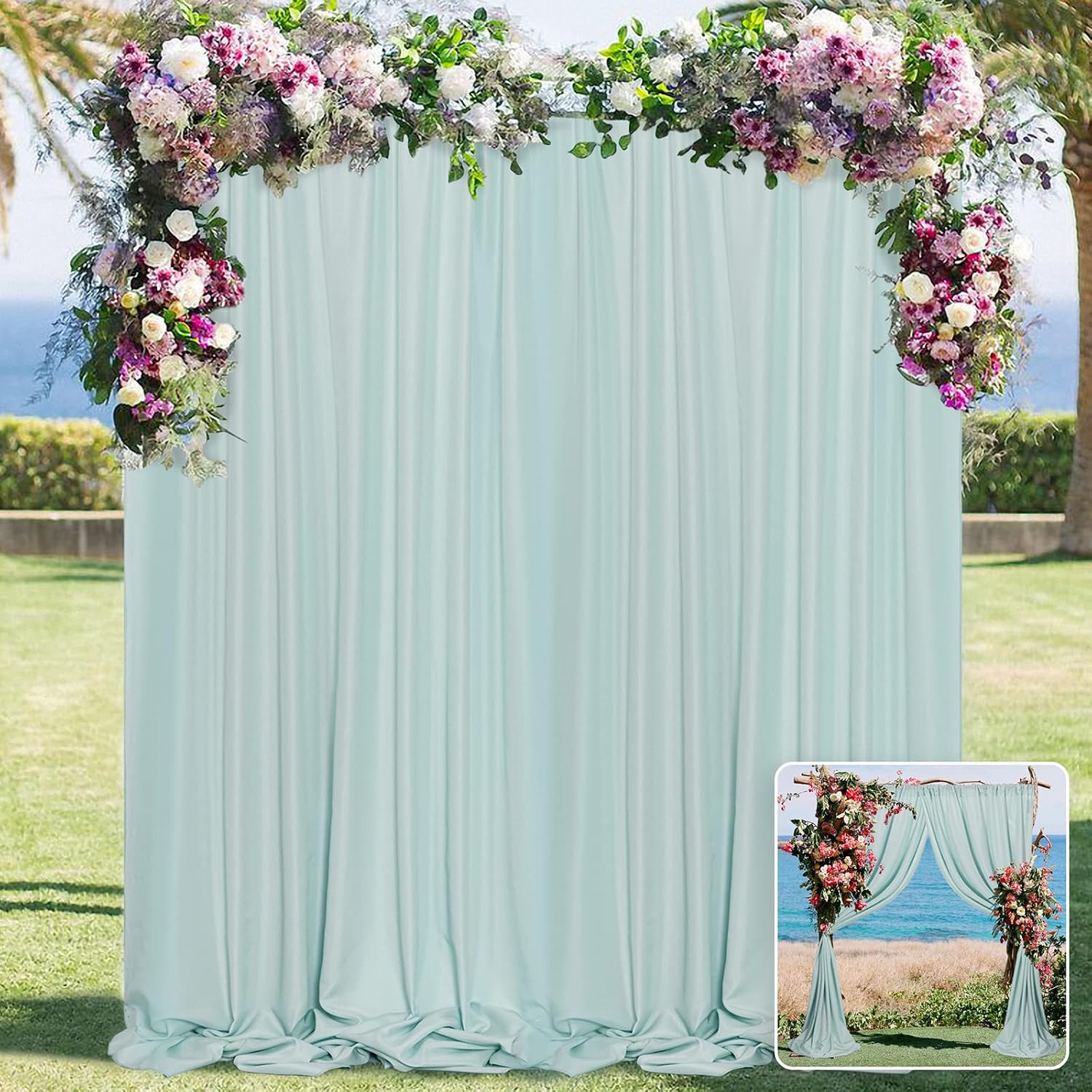 MYSKY HOME Light Green Backdrop Curtains for Parties, Weddings, Stage & Photogra