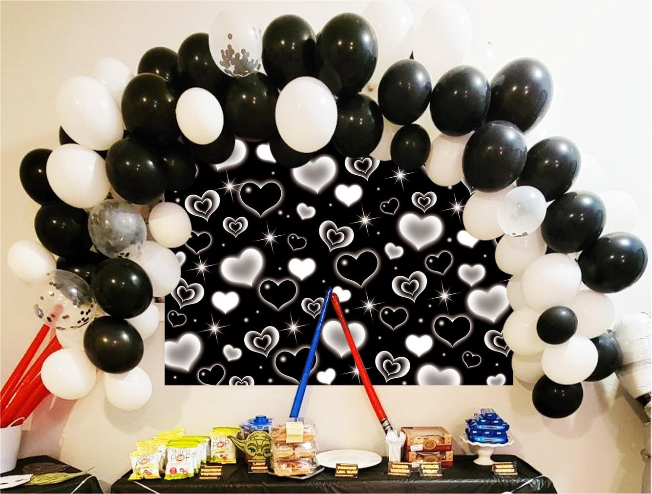 Black Heart 2000s Backdrop Banner 7x5ft Sweet Y2K Photography Background Earl…