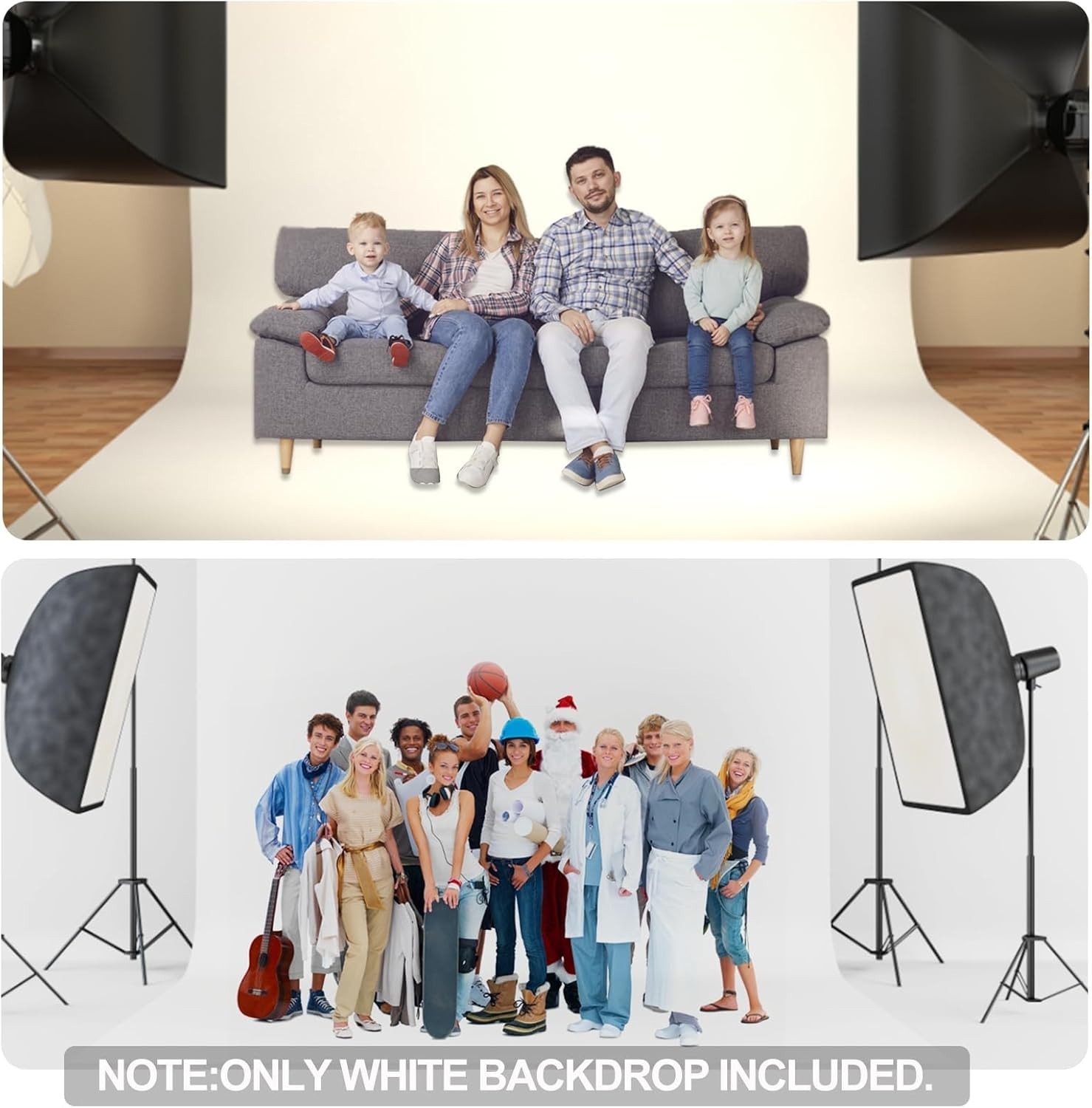 Seamless 10×8 ft White Photo Backdrop for Professional Photography Needs