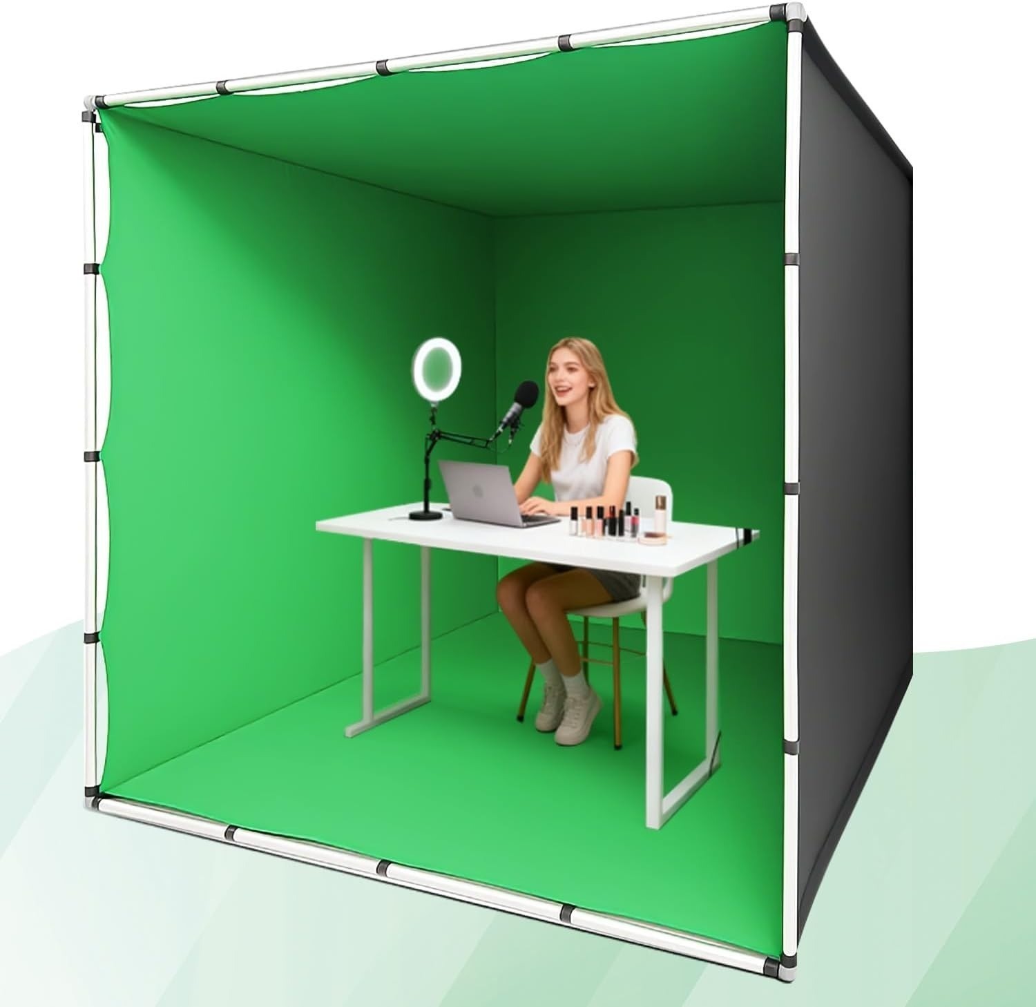 7.9ft x 7.9ft Green Screen Backdrop with Stand for Photo Studio Video Shooting