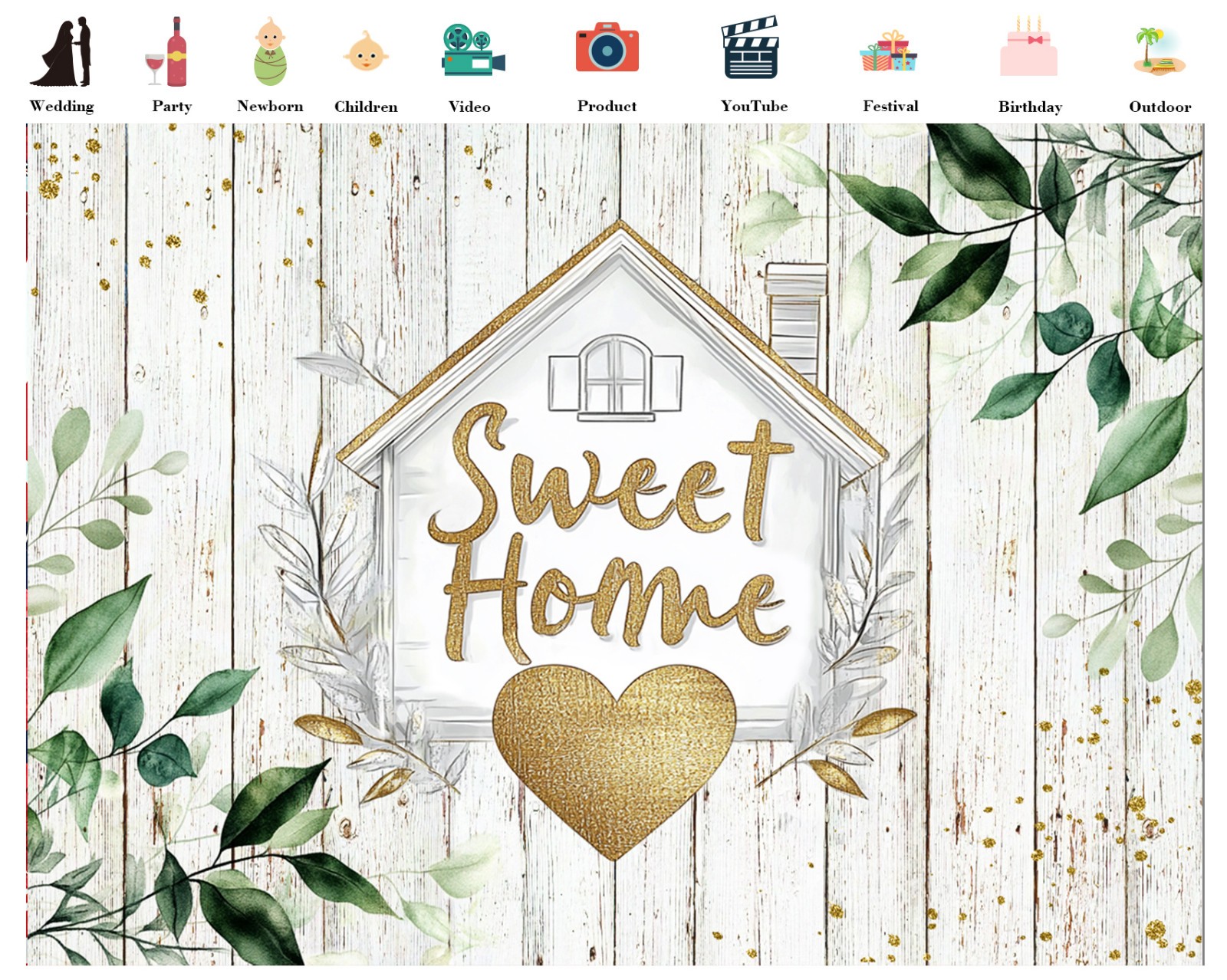 10x8ft Greenery Eucalyptus Leaves Housewarming Vinyl Backdrop Photo Background