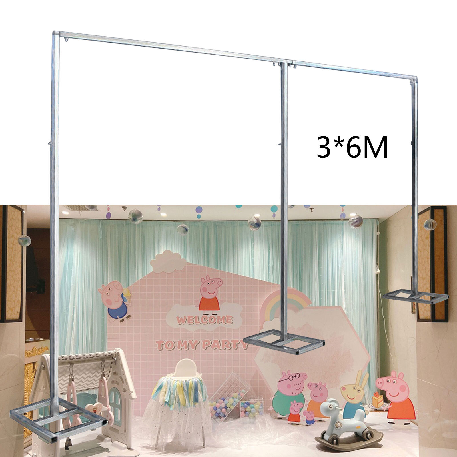 20x10ft Heavy Duty Backdrop Stand Kit – Wedding/Event Pipe Frame w/Weighted Base