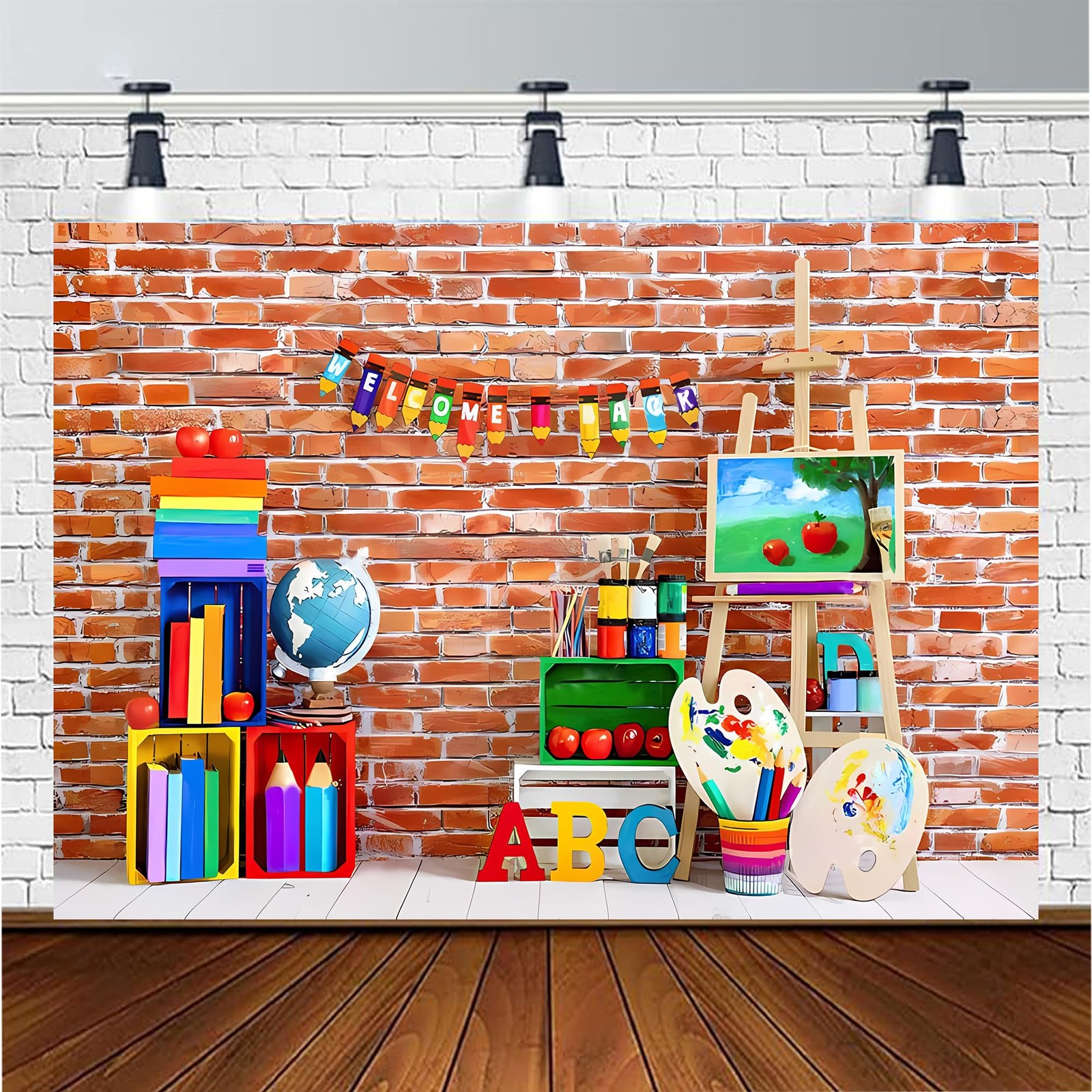 Welcome Back to School Backdrop Brick Wall ABC Kids Birthday Decor 7×5 Ft