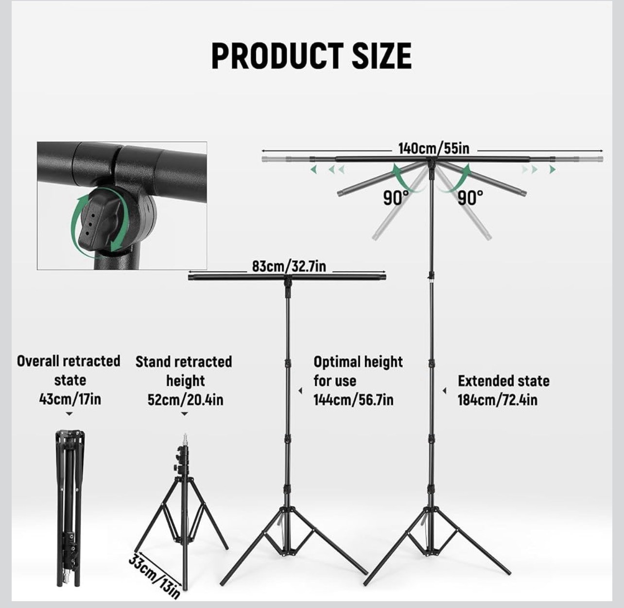 LOMTAP Green Screen Backdrop Kit T Shape Stand 4.6x6ft