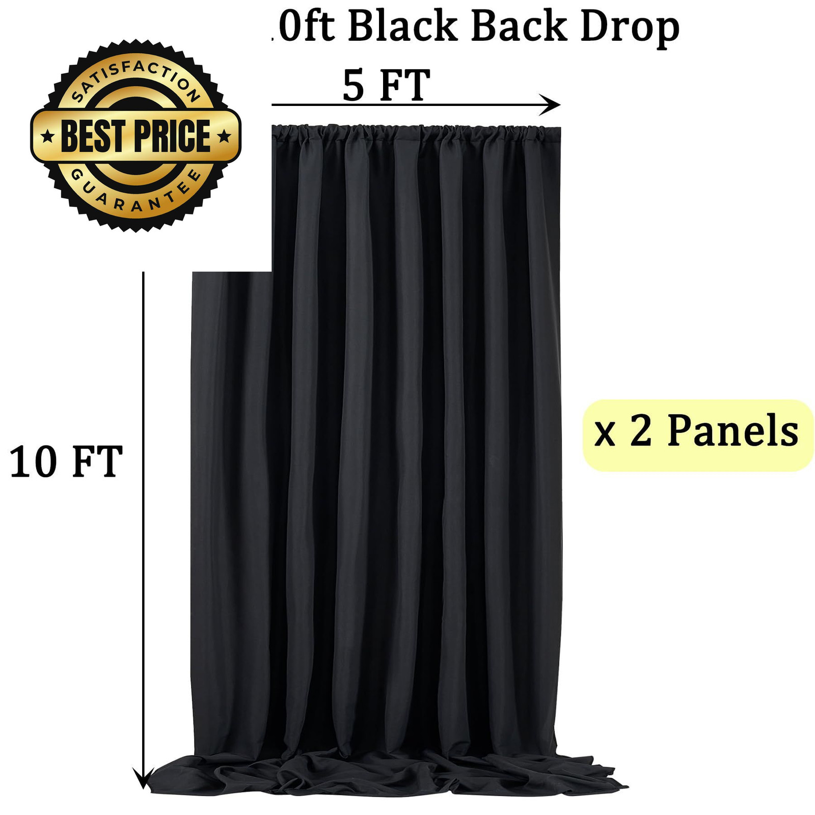 Htper 10×10 ft Black Backdrop Curtain Panels 120″W x 120″L (Pack of 2),