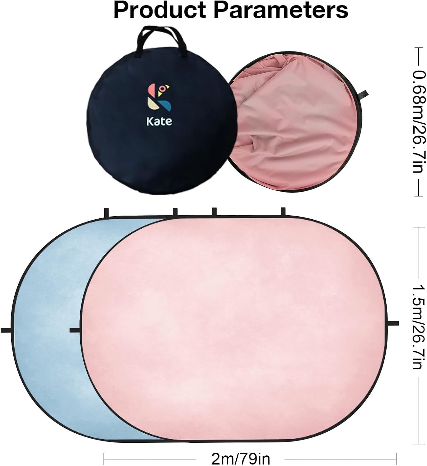5×6.5ft(1.5x2m Collapsible Backdrop Pink Blue Texture Pop up Backgrounds