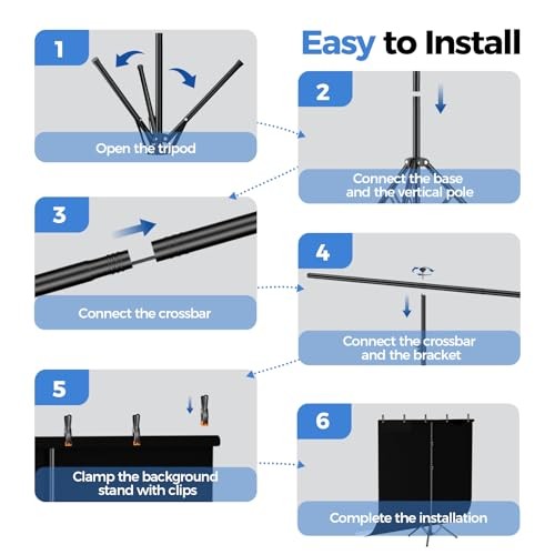 Photo Backdrop with Stand Kit 6.5x5ft, Photography Black and White 2-in-1