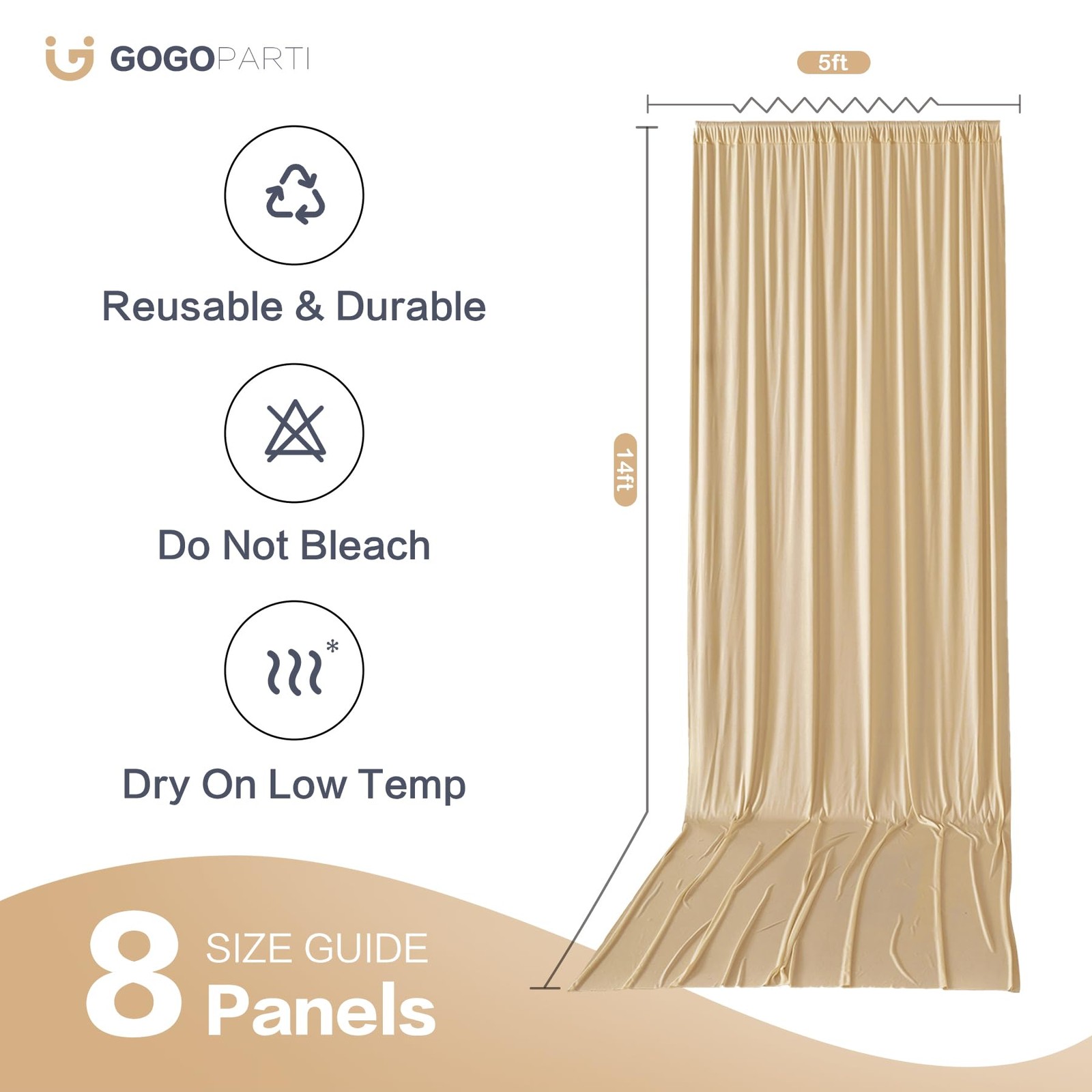 40x14ft Beige Backdrop Curtains for Wedding W5′ x H14′(8 panels),