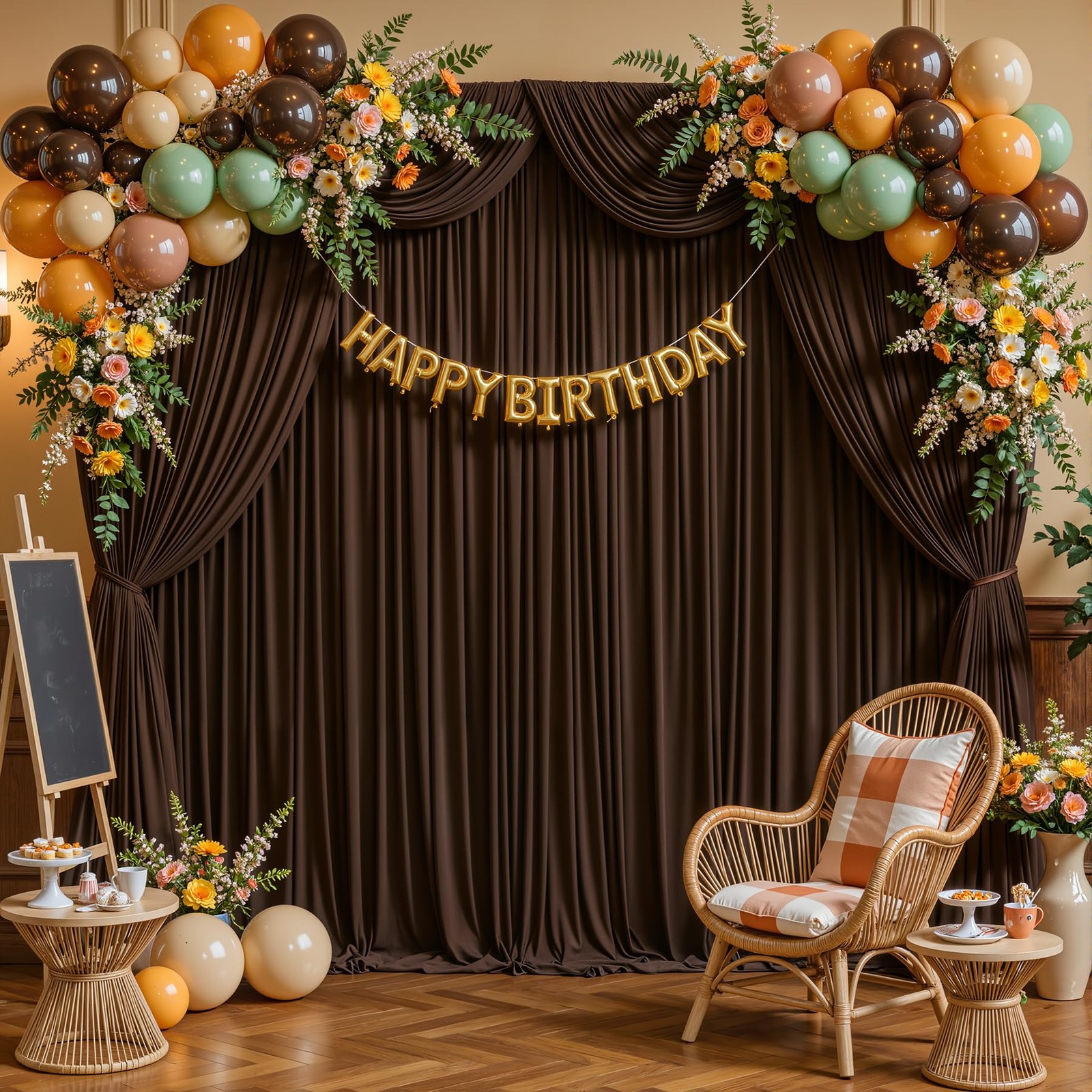 Dark Brown Backdrop Curtains Polyester Photography Drapes Wedding 8x10ft