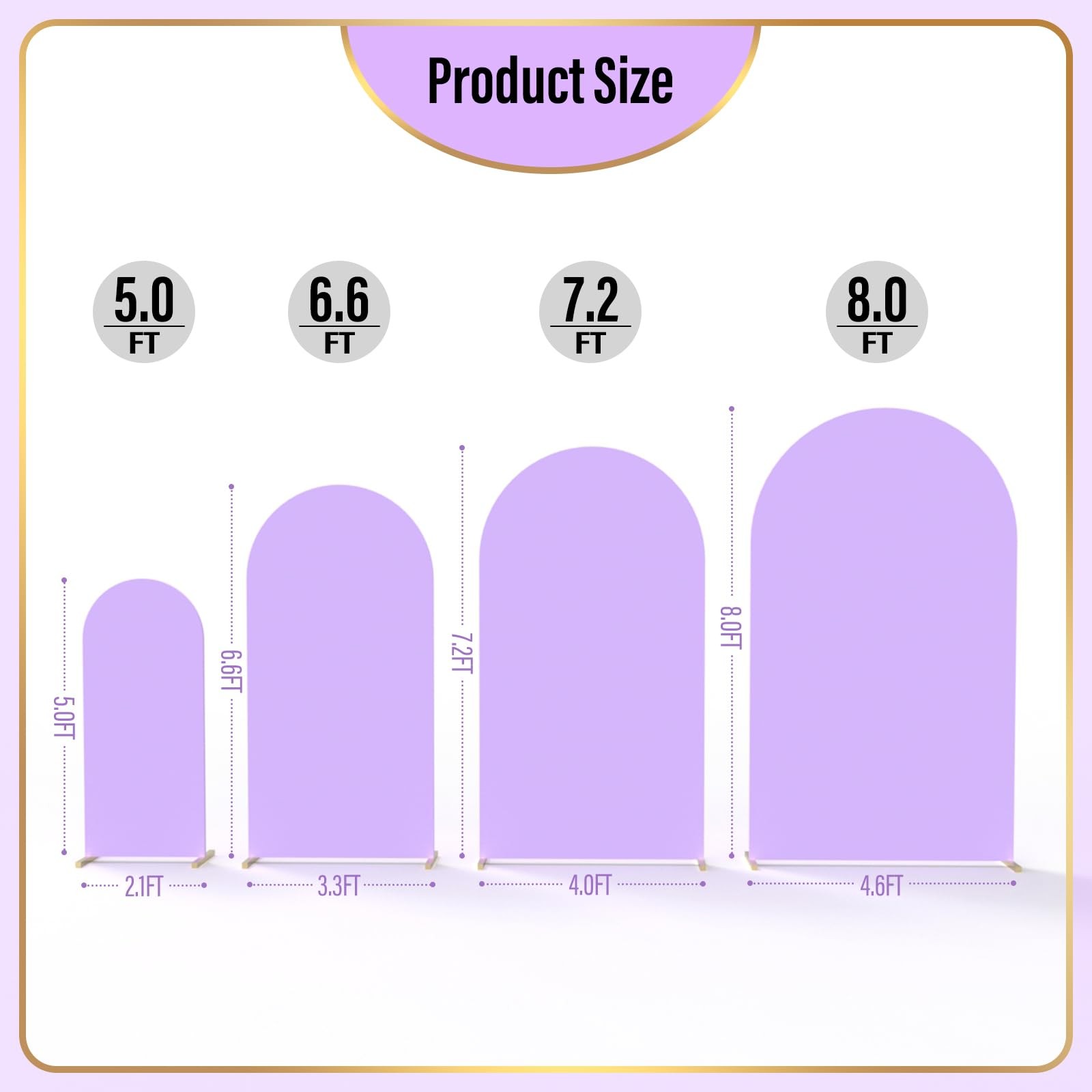 8FT Wedding Arch Cover Set 6.6FT Purple Spandex Backdrop for Events