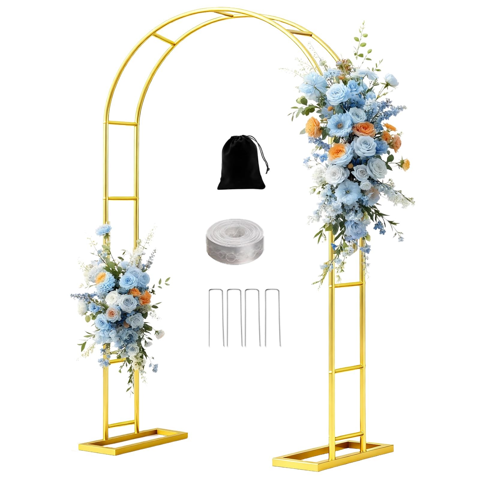 7.2FT Metal Garden Arch Trellis Arbor Wedding Stand Steel Frame Pergola Base