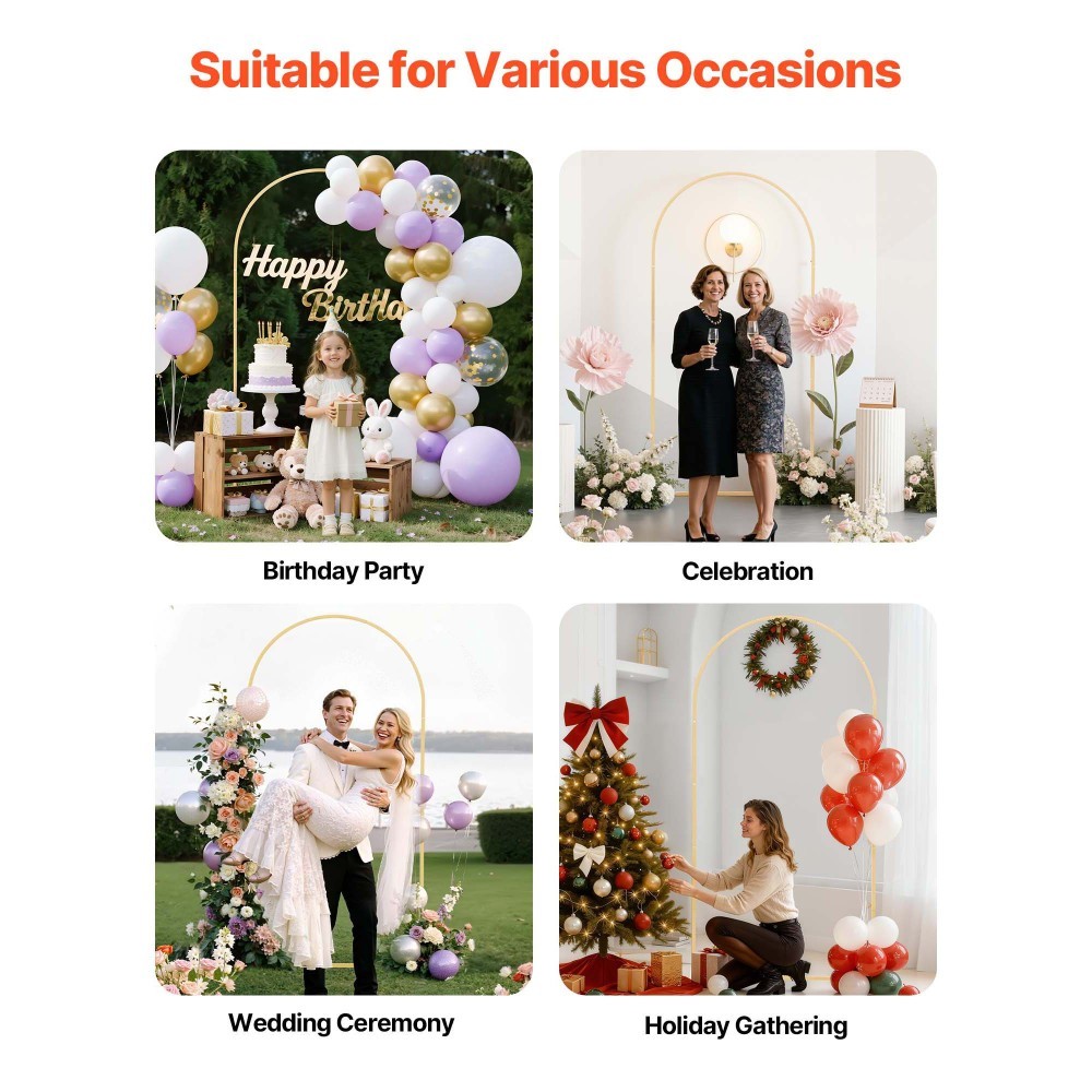 Gold Arch Backdrop Stand – 6.6×3.3ft Easy Assembly Metal Frame for Wedding Party