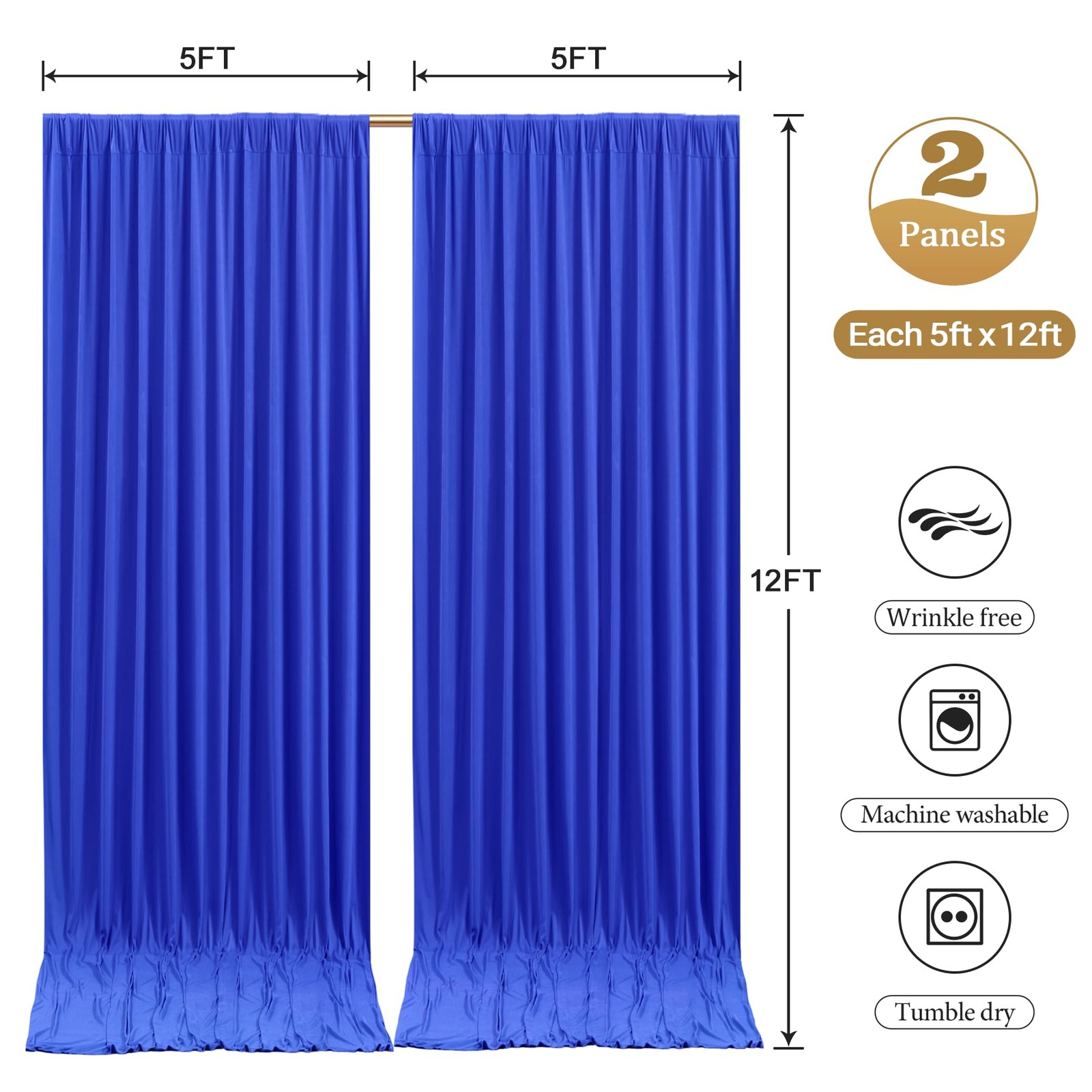 10 x 12ft Royal Blue Backdrop Curtains Wrinkle-Free Photo Drapes for Wedding …