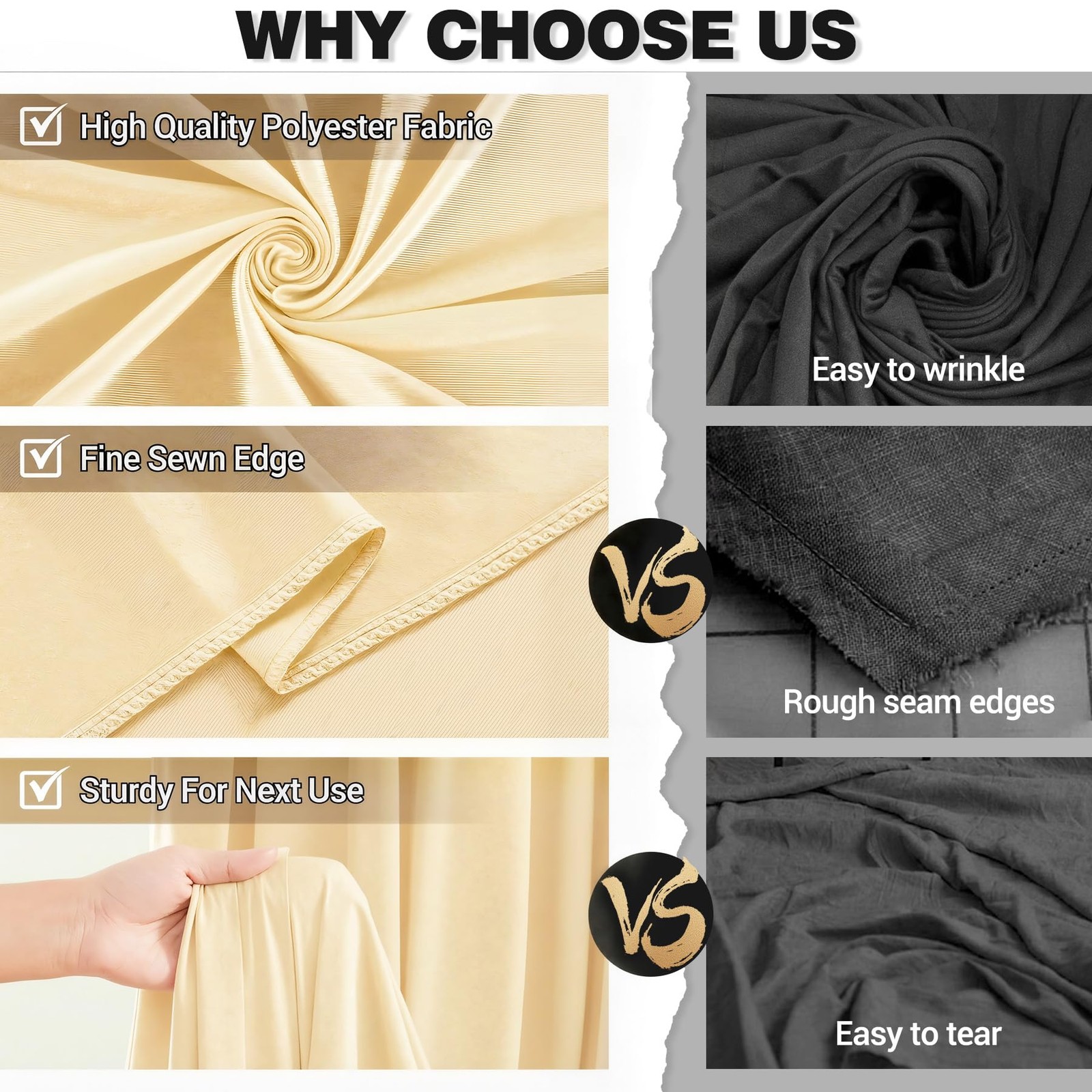 50x10ft Champagne Backdrop Curtain Panels W5′ x H10′(10 panels),