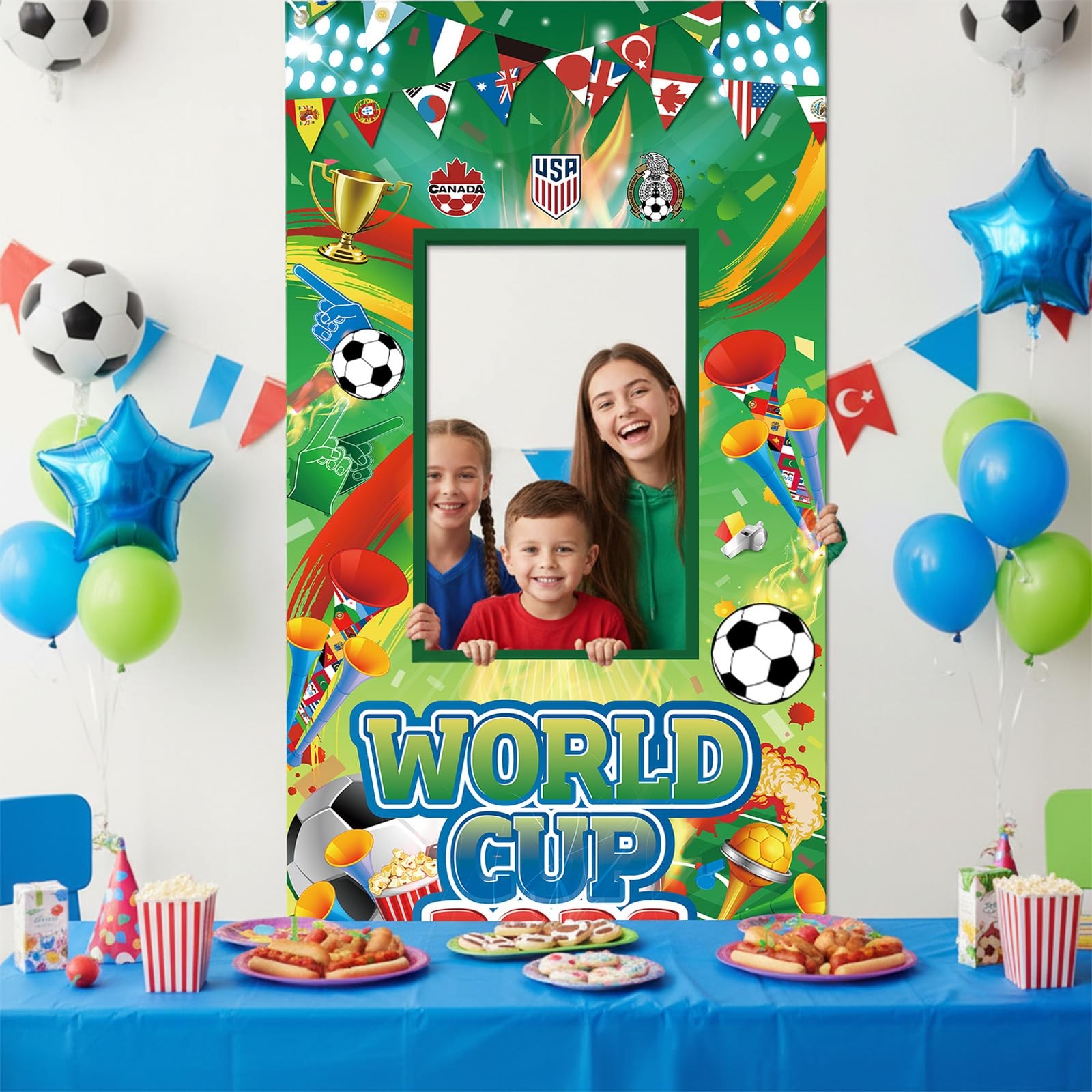 World Cup Decorations Photo Banner Backdrop 71×35 Inches Soccer Party Photo B,