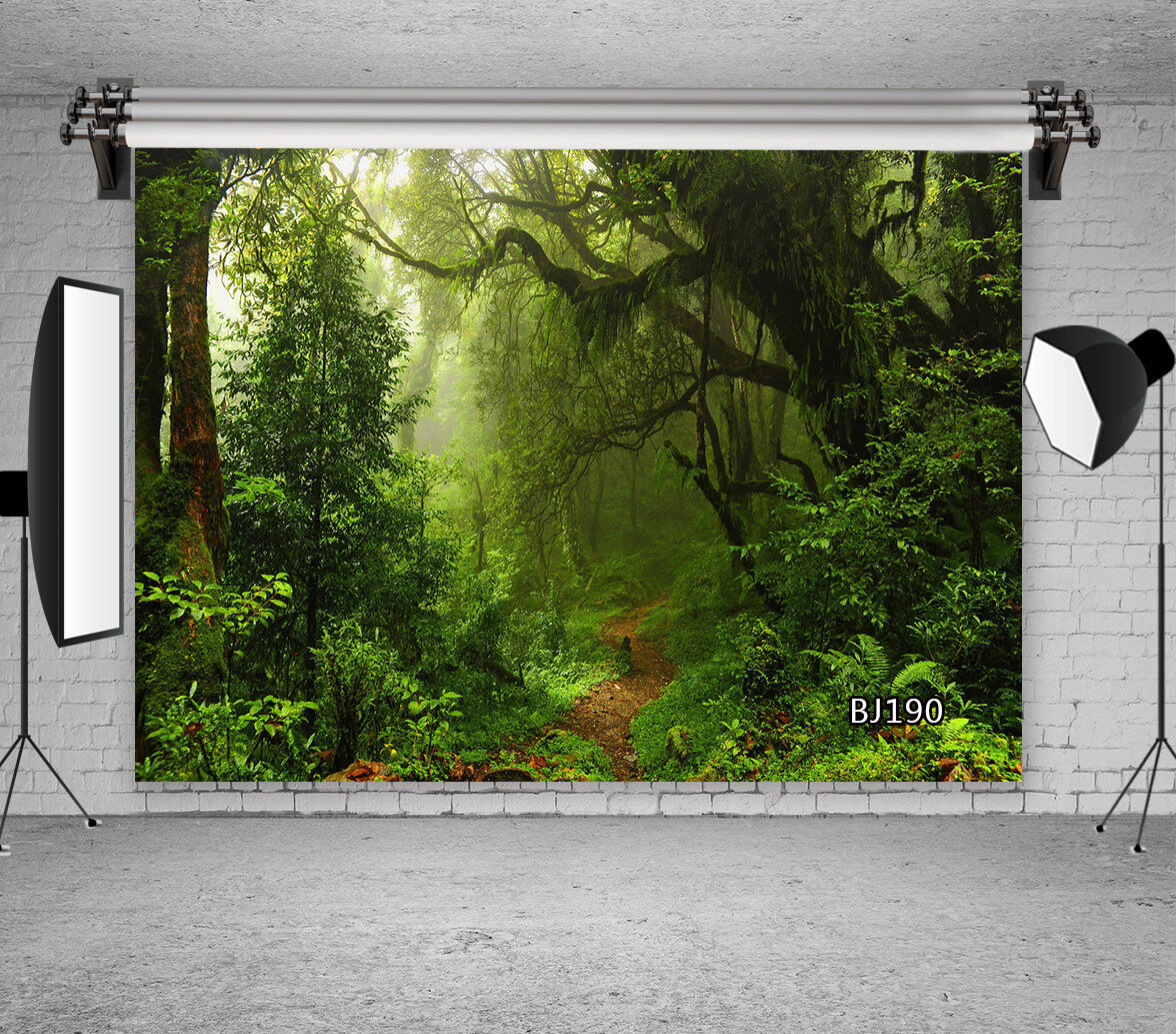 Jungle Forest Backdrop Green Nature Trees Photography Background Studio Props