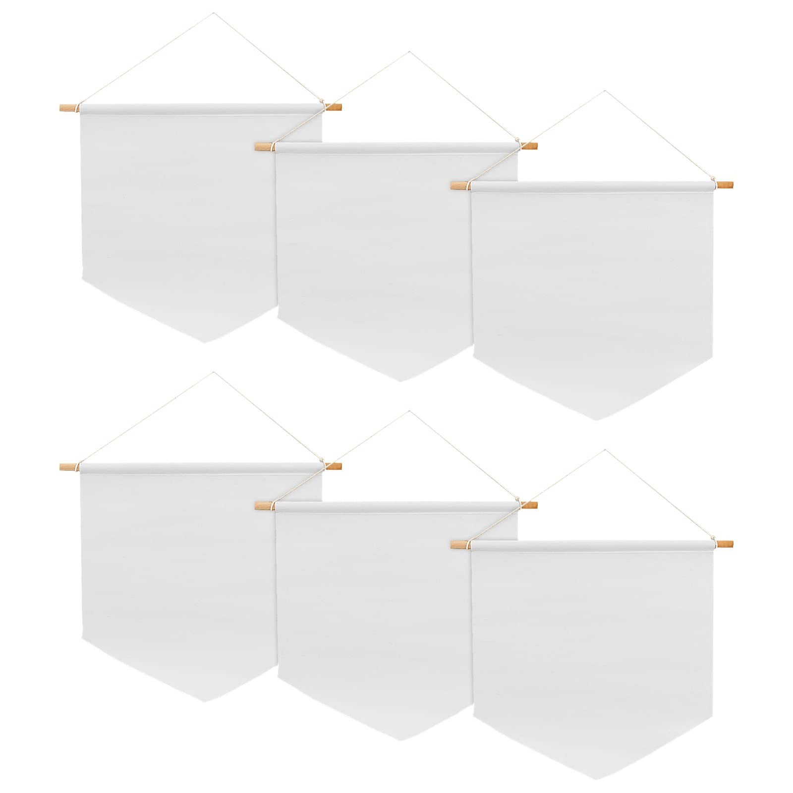 6 Pcs White Canvas Banners, 13 x 13.7 Inch Pin Wall Display Banners with Wood…