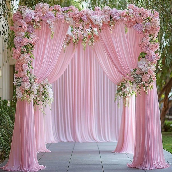 10×10 Pink Backdrop Curtain for Parties Wedding Wrinkle Free 5ftX10ft 2 Panels