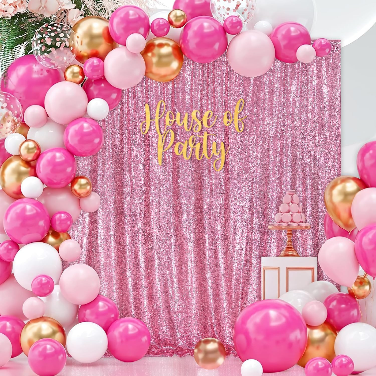 Blush Pink Sequin Backdrop Glitter Backdrop Curtains 7ft x 7ft Glitter Backgroun